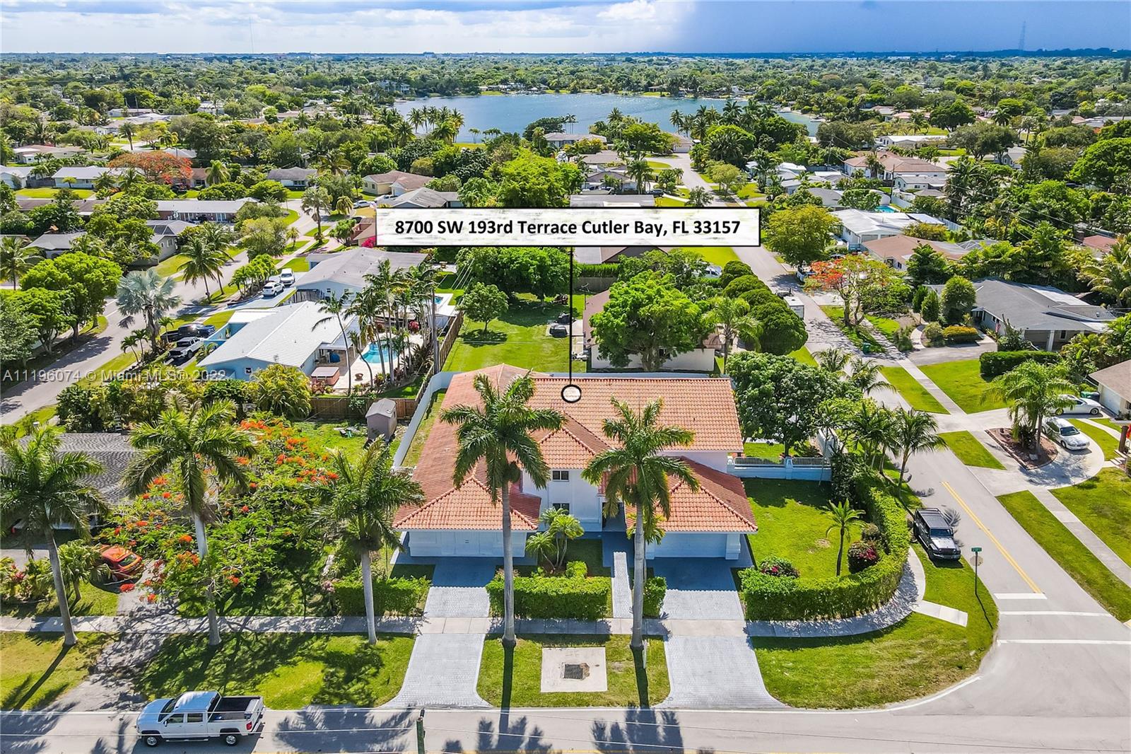 Don’t miss an incredible opportunity to buy a partial remodeled house in Cutler Bay. New Ceramic floor, new kitchen, This over 6,000 sft home has five bedrooms and 5.5 baths including an oversized in-law’s suite, and separate entrance. Double height ceiling in the formal living/dining room. The corner lot features three driveways, a two-car garage, a huge pool and whirlpool spa, expansive covered terrace, and fruit trees. Look no further than this spacious home waiting for your personal touch and a new family to make it their own!