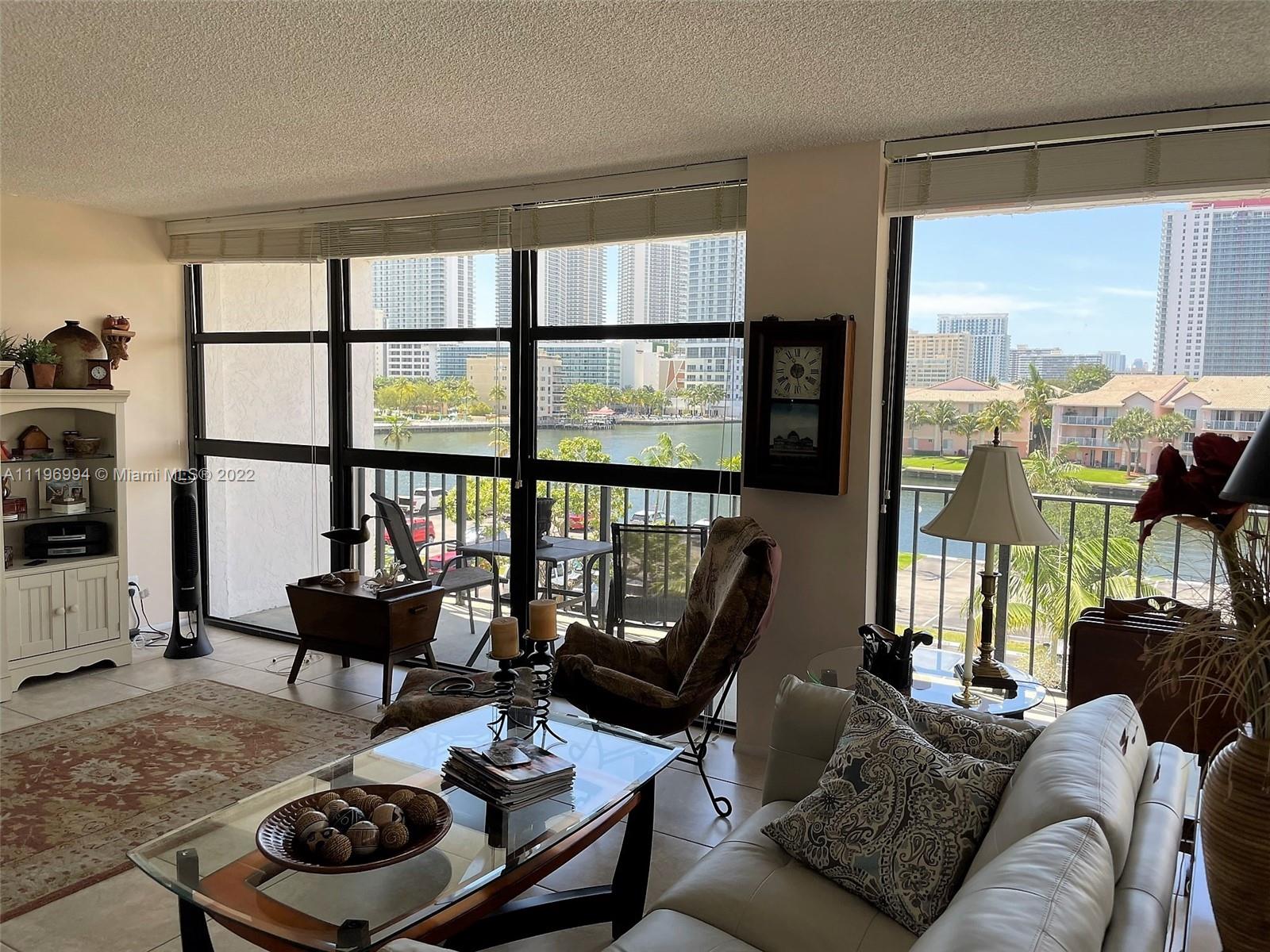 Living room with a view from floor to ceiling windows