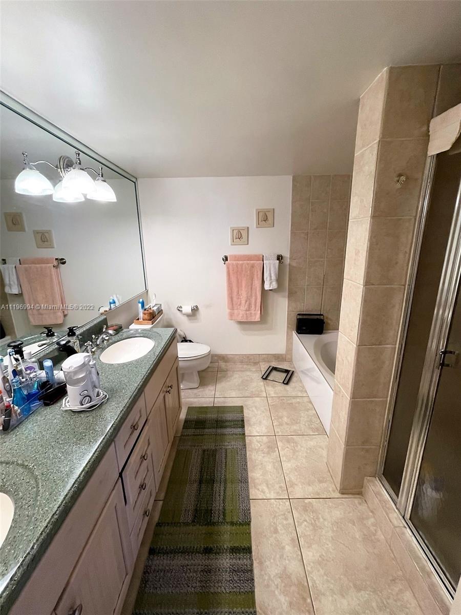 Master bathroom with shower and roman tub