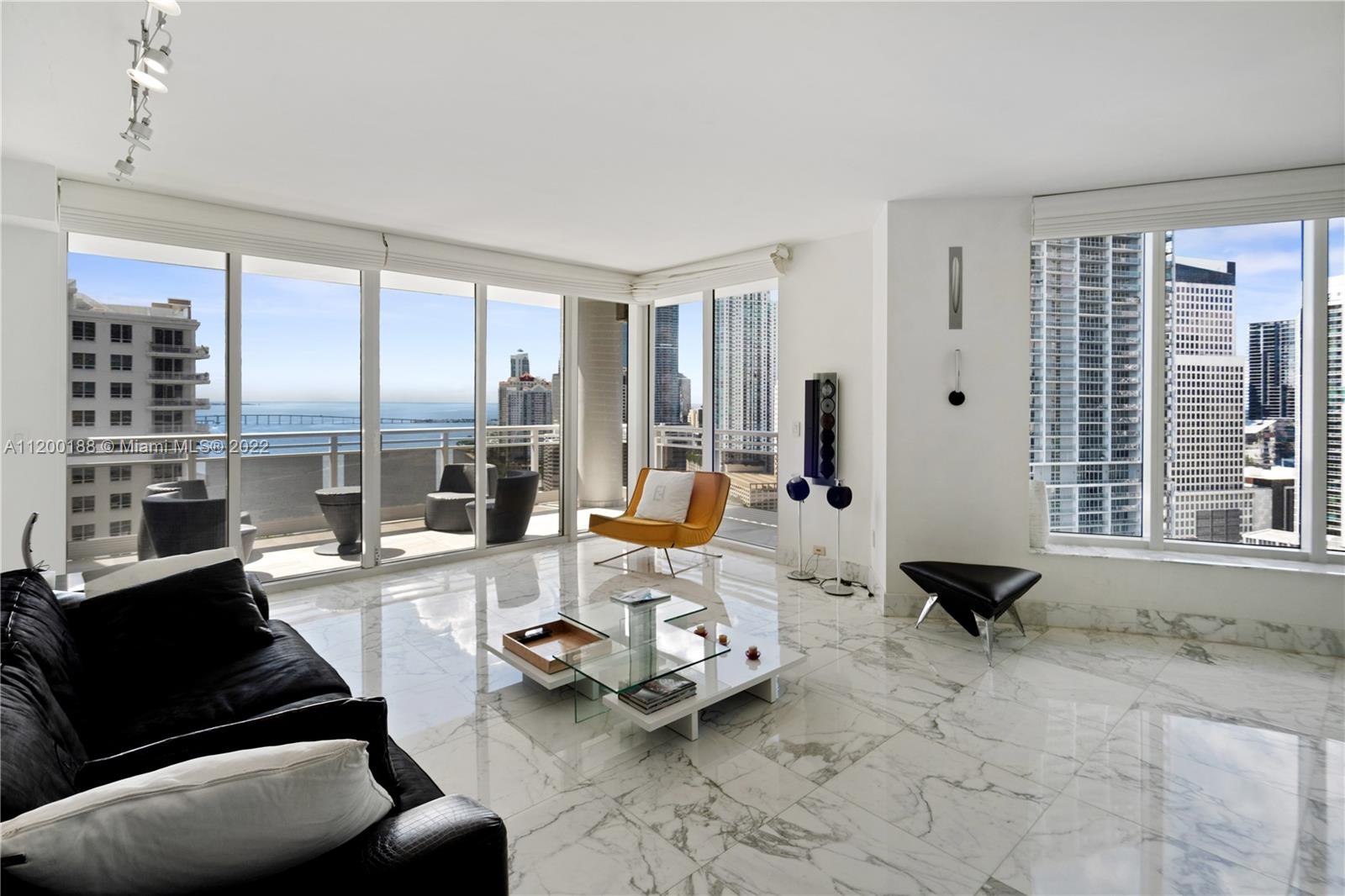 The most desirable 04 line at the prestigious Carbonell at Brickell Key. Corner 3 Bd/3.5 Ba, 270 degree views of the city, river, port and bay. Largest floorplan in the building with 2,591 SF and a south and a north terraces Best Building on Brickell Key, well managed with 5 start feel to it; offers ull service concierge and great amenities : heated pool with bay views, 2 tennis courts, fitness center, squash and valet.