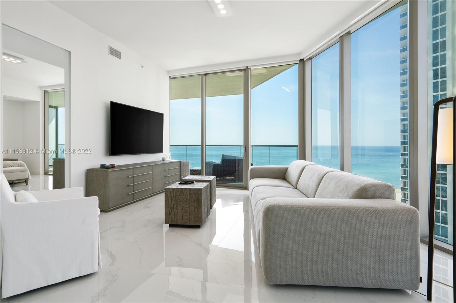 Stunning 2 bedrooms & 2.5 bathrooms residence with breathtaking views of the ocean and city skyline. Newly built, Armani Casa Residences is the most elegant address in Sunny Isles. 11th floor, 10" ft ceilings, surrounded with floor to ceiling windows. Corner unit with deep terraces and outdoor summer kitchen. Chefs kitchen by Armani Dada and state of the art appliances. Resort like amenities with beach & pool service, spa, oceanfront restaurant, movie theatre, fitness center, game room, yoga room, prive lounge and much more.
