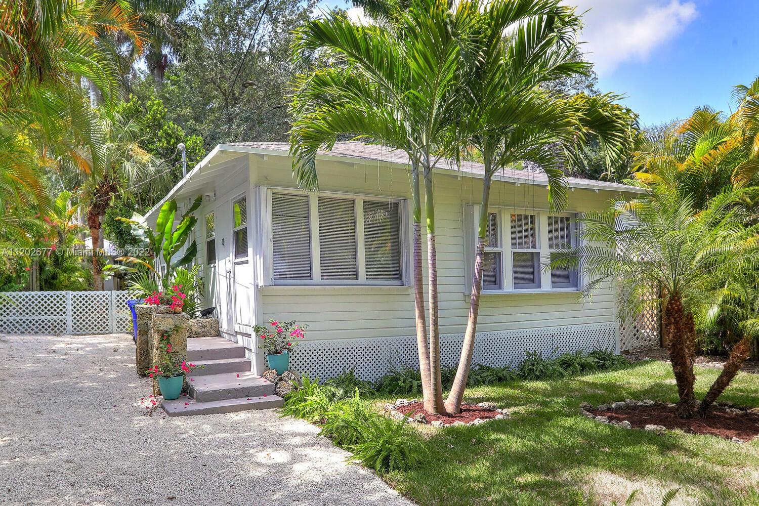 A charming 1925 Key West style cottage on a fantastic street in South Coconut Grove. Walking distance into the quaint village where you can enjoy wonderful restaurants and entertainment. Enjoy the lush landscape with mature trees offering privacy year round. The property is a 2 bedroom 1 bath cottage.