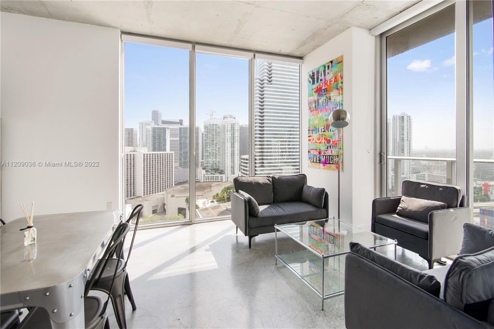 Spectacular 2Br/2Ba apartment with an open floor plan located at Centro condo, in the heart of Downtown Miami. This unit is offered for sale fully furnished!!! It features stainless steel energy- smart appliances, Italian kitchen & bathroom cabinetry and a spectacular view. Washer & dryer inside. This full-service luxury condo has a 24- hour concierge and 5 stars amenities- rooftop pool, sauna, a fitness center, breathtaking views of the City, elevators, and 24hr security. Walking distance to many restaurants, Bay Front Park and Adrienne Arsht Center. Rentals are allowed right away, 12 times a year, 30 days minimum. The unit is currently rented until March 21, 2023 at $4,000/month. Call today to schedule a tour!