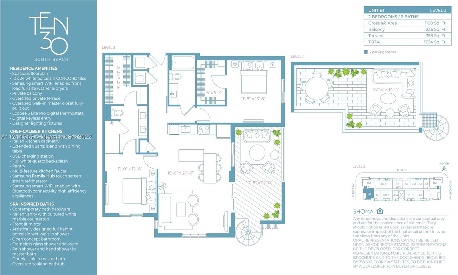 1030 15th St PH5, Miami Beach, Florida 33139, 2 Bedrooms Bedrooms, ,2 BathroomsBathrooms,Residential,For Sale,1030 15th St PH5,A11211515