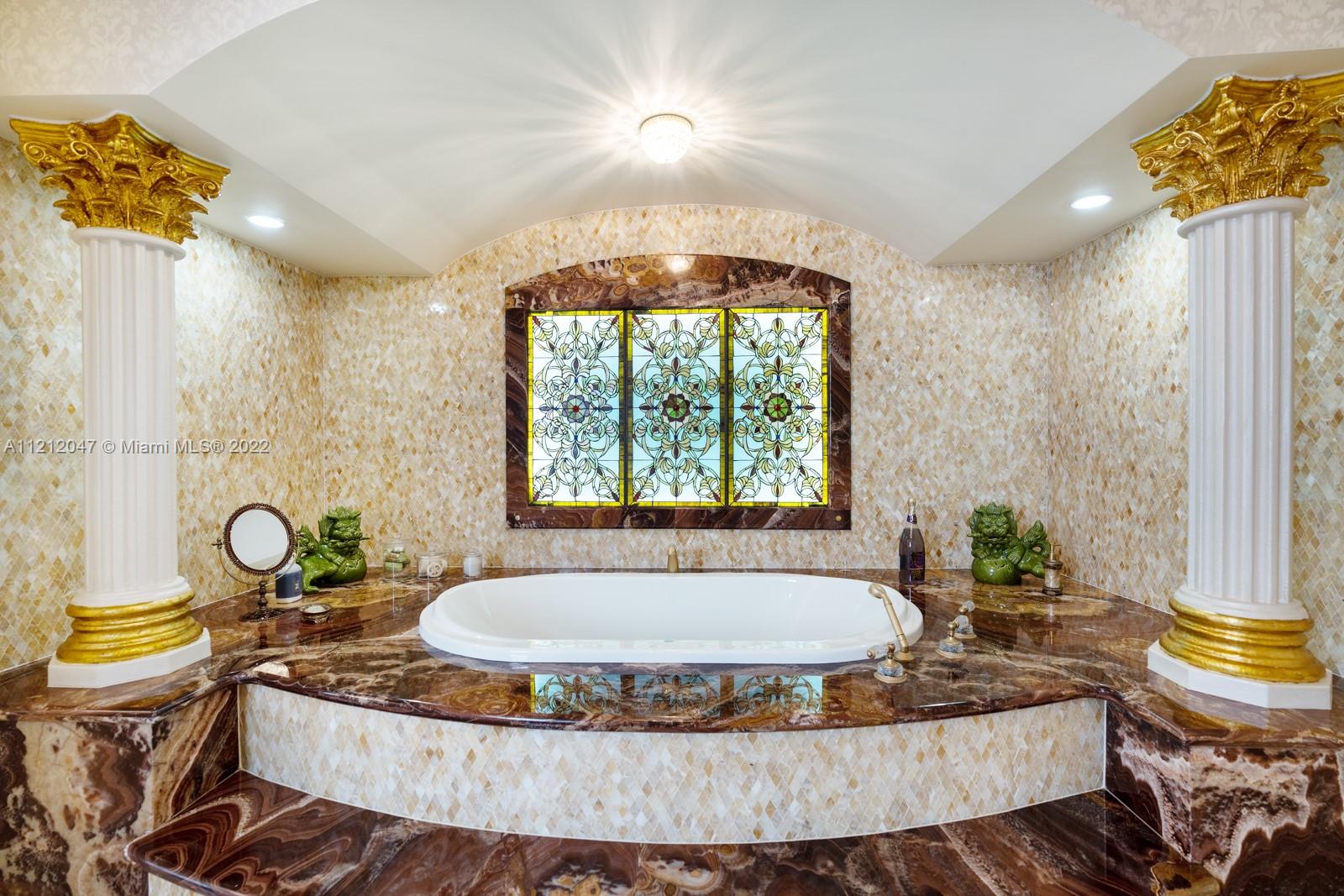Master Bath surrounded by brown Onyx Marble