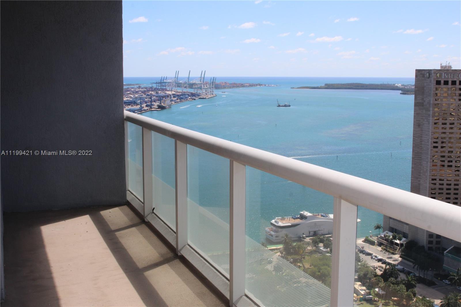 Exciting opportunity to live in the heart of Downtown Miami, beautiful 2 bedroom 2 bath corner residence featuring large wrap around terrace to enjoy views to the Bay and Ocean and ample City views.  Building offers large list of amenities including lap pool, spa, fitness center, steam room, sauna and more.  Short distance to Whole foods, banks, office buildings, shops, restaurants, Bayfront park.  Easy to show!