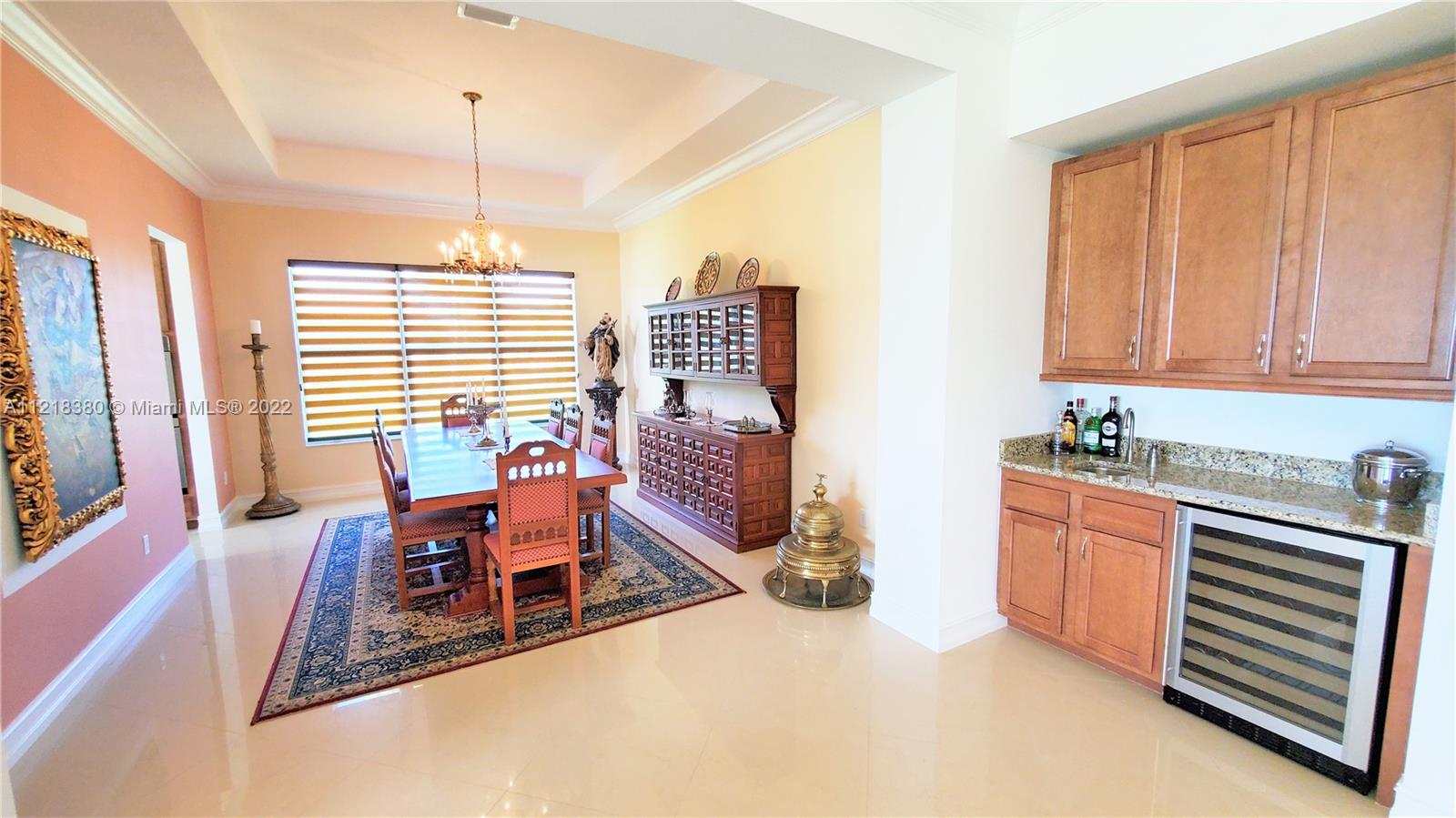 Wet bar with 57-bottle wine cooler