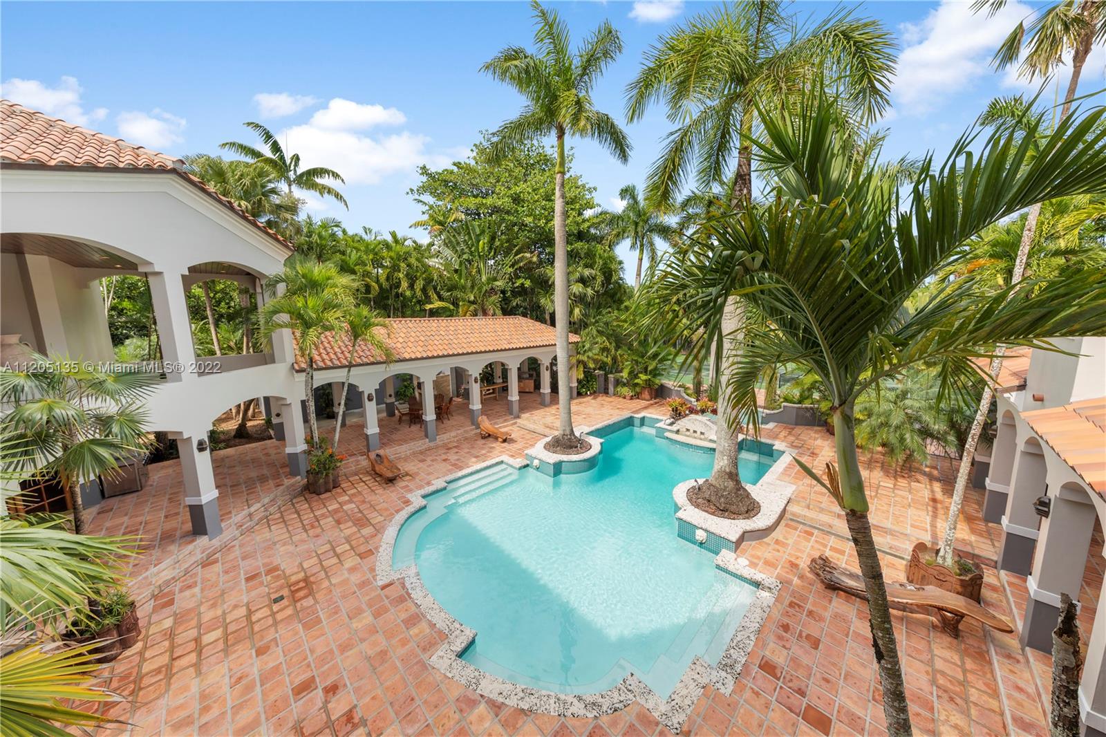 View from upstairs balcony...Notice the quatrefoils ~ the emblem of this estate. There is an exterior stairwell that is gated from below for those unwanted visitors . As with the rest of this estate, we can control traffic flow and locations for the Gala's!