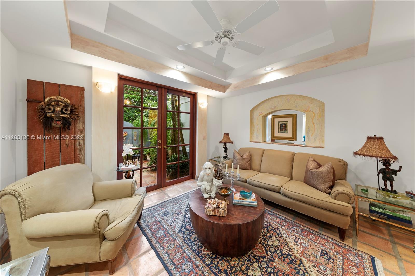 The guest suite with private courtyards in the main residence. As with all suites, equipped with a full bath, walk-in closet w mahogany drawers, and an amazing view. Currently being used as a reading room.