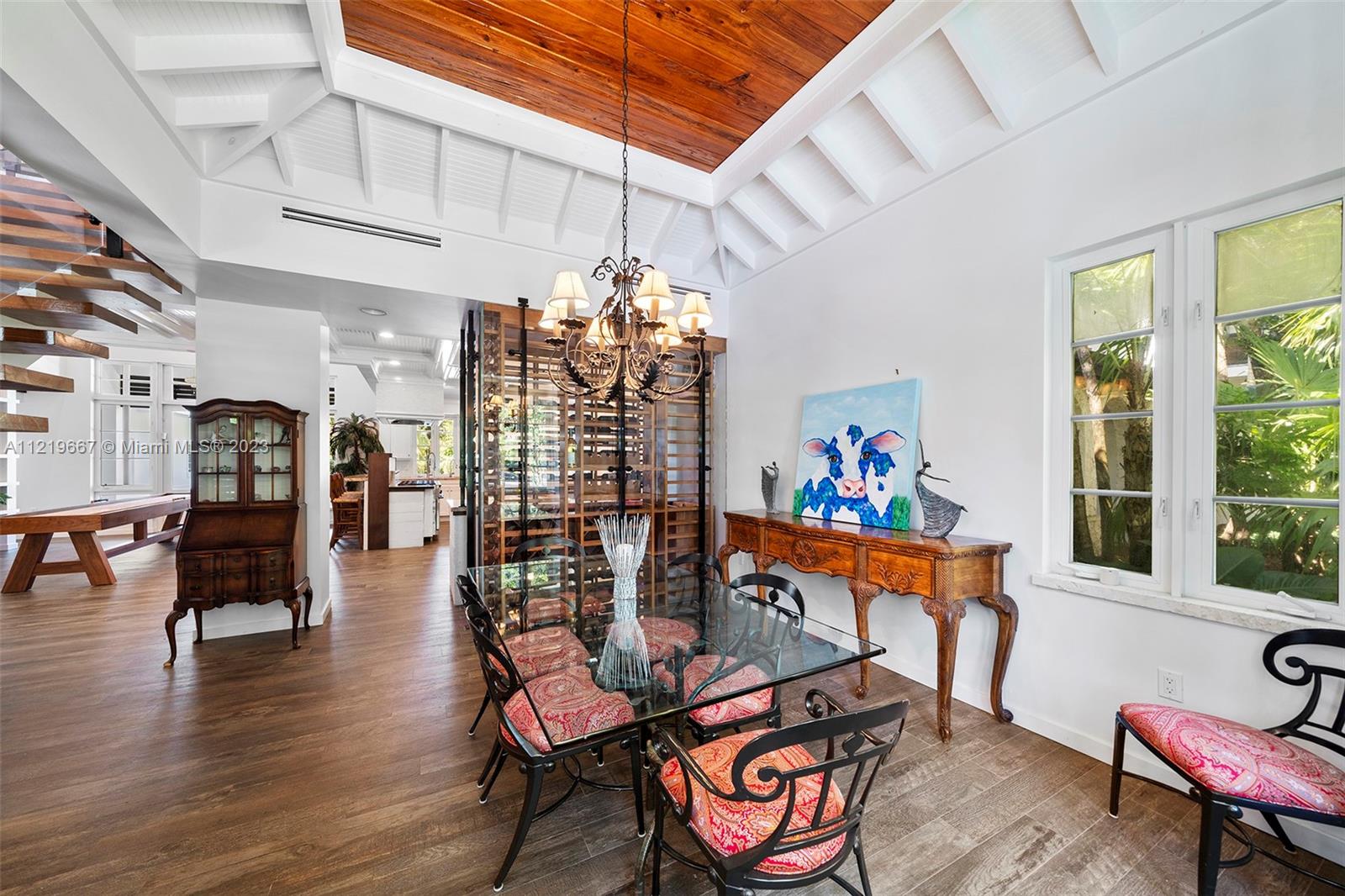 Dining room w/custom Florida Cypress beamed ceiling