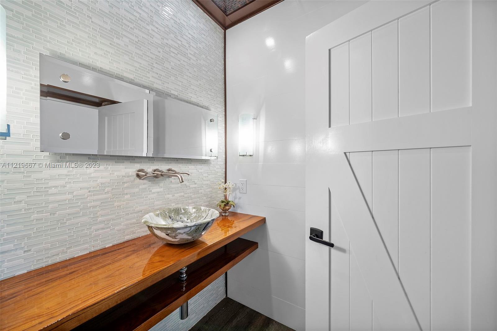 Guest 1/2 bathroom w/custom  teak vanity