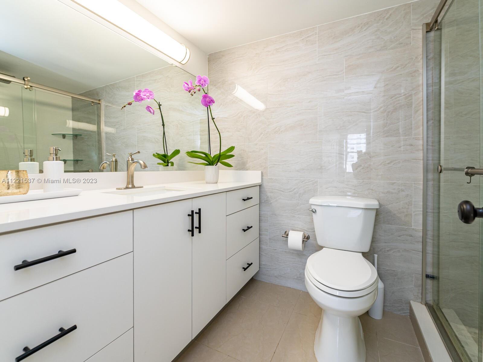 Remodeled master bathroom.