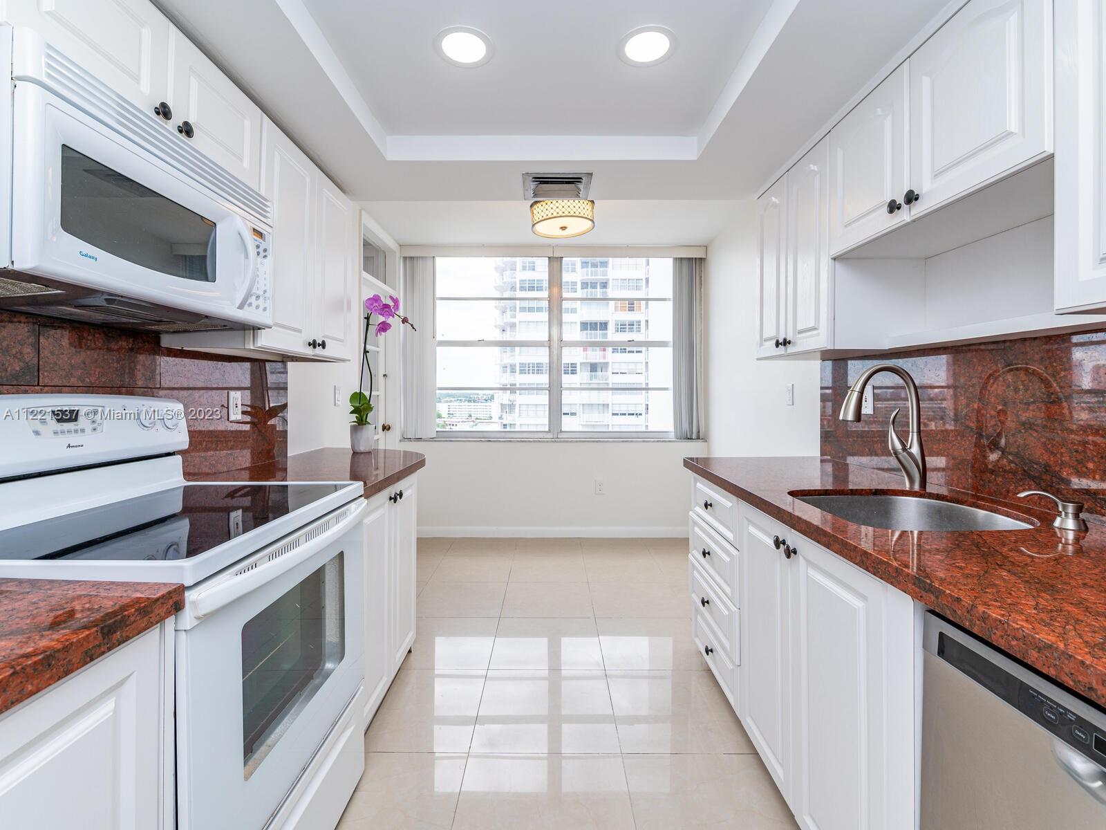 Kitchen with lots of cabinet and counter space.