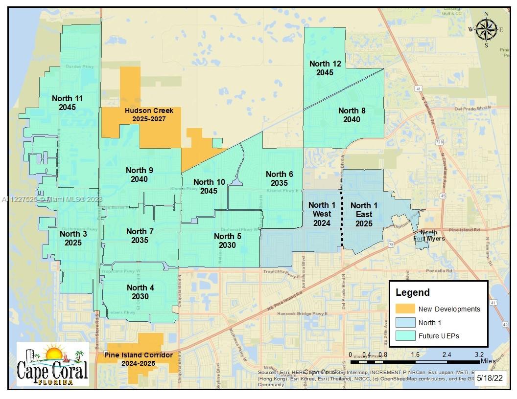 utility expansion map for the installation of city water and sewer by 2040