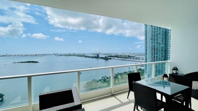 All you need is your toothbrush! This spectacular fully furnished 1 bedroom plus Den (converted into a bedroom) with 2 full bathrooms has an amazing unobstructed view of the Biscayne Bay. This beautiful property includes a private foyer, 10ft ceilings, floor to ceiling windows, and an open kitchen. The 5 star building includes two pools, gym, valet, concierge, 24/7 security. The rent includes basic cable, internet and water as well as one parking space.