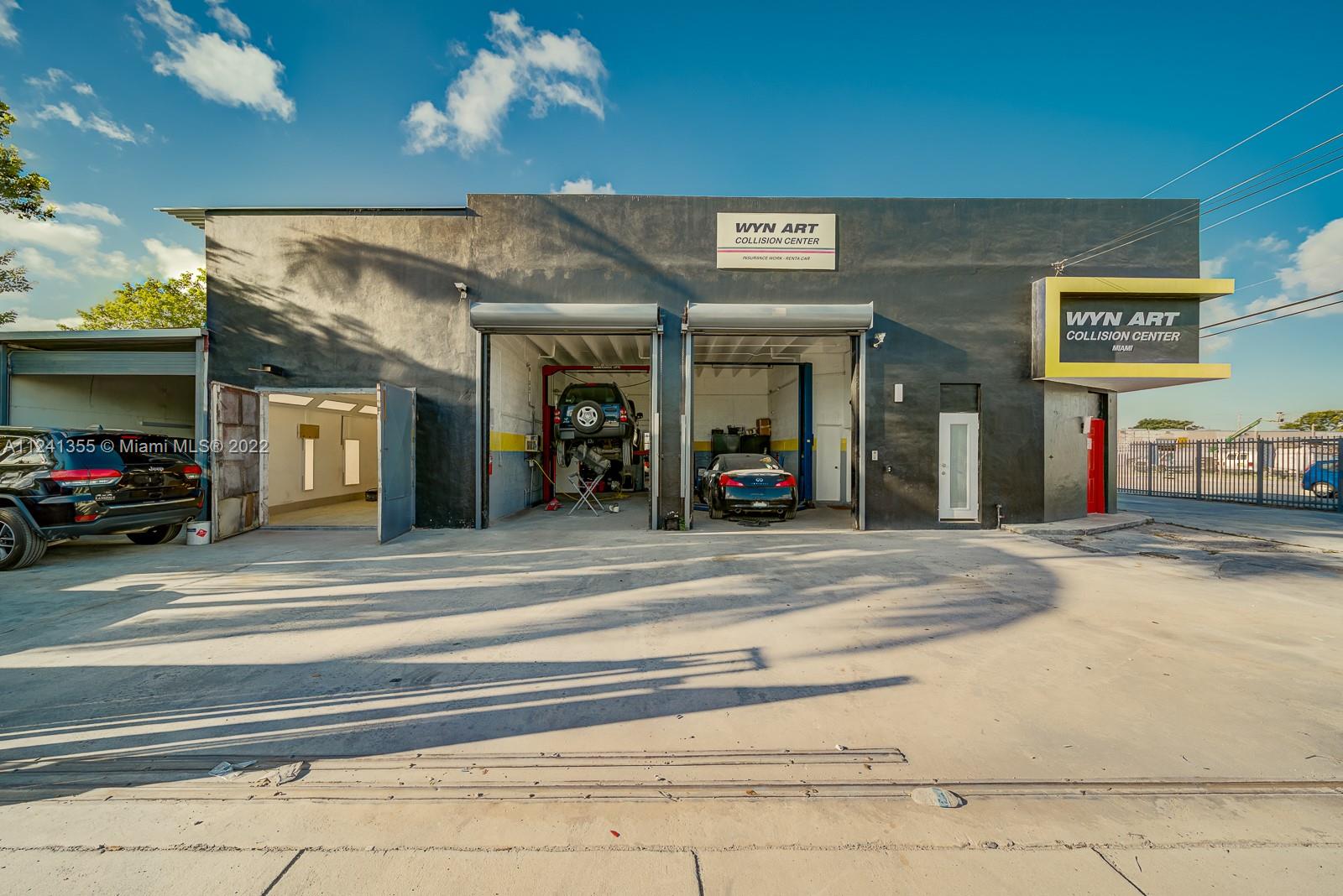 Great opportunity to LEASE a turn-key 11,282 Sq Ft Collision Repair/Body Shop/Auto Sales Dealership WITH NO KEY MONEY. Located in Wynwood/I-95, minutes from Downtown and the Airport. Paint booth, 5 lifts, 3 frame machines, 2 compressors, forklift, shaded roof working areas, high ceilings, 3 bays, 2 private offices, 1 modern reception/waiting room, computers,  3 bathrooms, 14 CCTV cameras. All licenses and permits are up to date and included in the Lease. 1 year lease with option to renew. HD Video available upon request. CALL US, WE PICK UP!