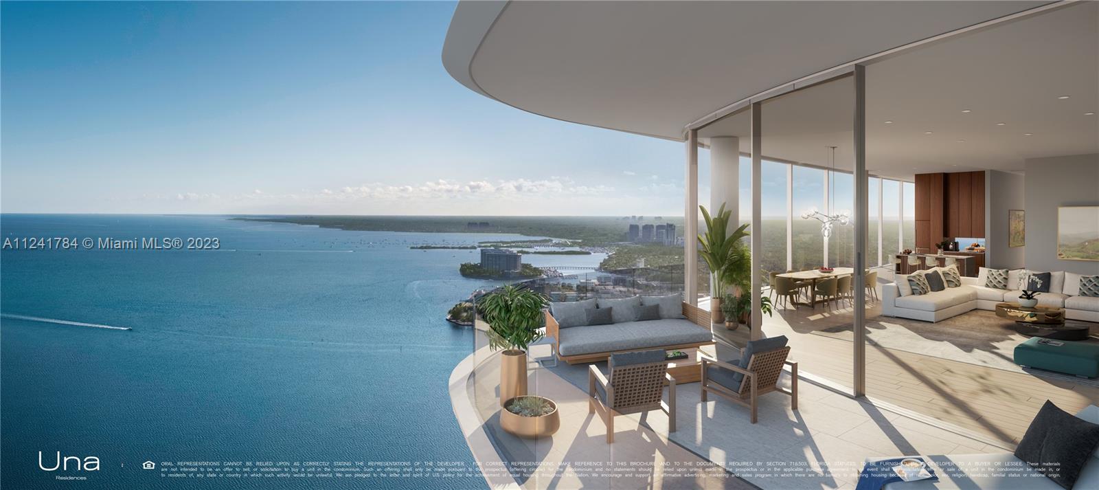 Una’s 135 luxury residences set the standard for Brickell waterfront living with visionary design, inviting gardens and unrivaled views across Biscayne Bay. The 47 story iconic tower is recognizable by the smooth, light metallic surface and striking silhouette that recalls the shape of a wave. 2-5 bedroom residences feature 11 ft floor to ceiling glass and expansive terraces as well as an array of amenities including three pools, a spa and gym elegantly envisioned by the chairman of Aman. With easy access to Coconut Grove, Downtown, Brickell, MIA and the beaches of Key Biscayne, Una is exemplar for Miami living.