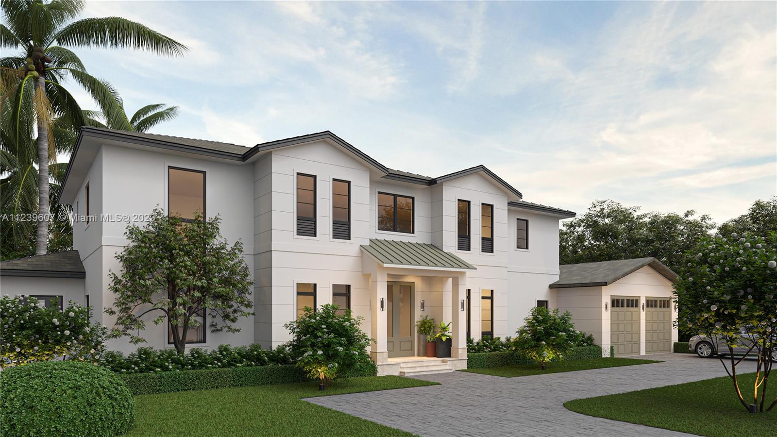 This new construction Hollub home embodies the South Florida lifestyle, providing the perfect retreat- nestled on an idyllic Pinecrest street, offering a world of privacy, moments from top schools, recreation and Miami hot spots. Stunning modern farmhouse with legendary timeless design and quality, featuring 6 bedrooms and 7 baths, 6,986 total SF, elevator, exceptional living and entertaining spaces with gorgeous views of the artful landscape and pool beyond. Additional features include a custom kitchen with Wolf, Sub-Zero, plus 2 en suite bedrooms/flex rooms on the 1st floor. The 2nd floor’s luxurious owner's suite has a glamorous bathroom, huge closets, & a large private terrace. A loft, elevator, plus 3 additional en suite bedrooms complete the 2d floor. Est. Completion: Dec. 2023