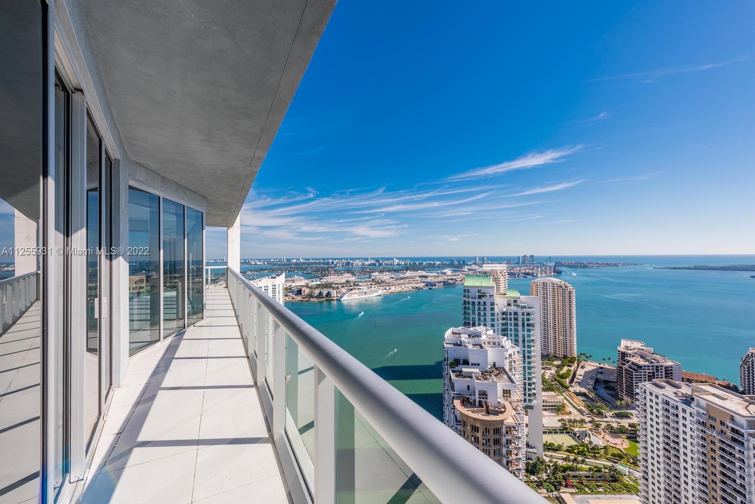 Corner lower penthouse unit at Icon Brickell tower one. This bright three bedroom 2.5 bath unit features panoramic views to Miami Beach and Key Biscayne. Unit has ceramic white tile and build out closets. One assigned parking space. Unit is not contingent to appraisal or financing. Easy to show, it will not last!