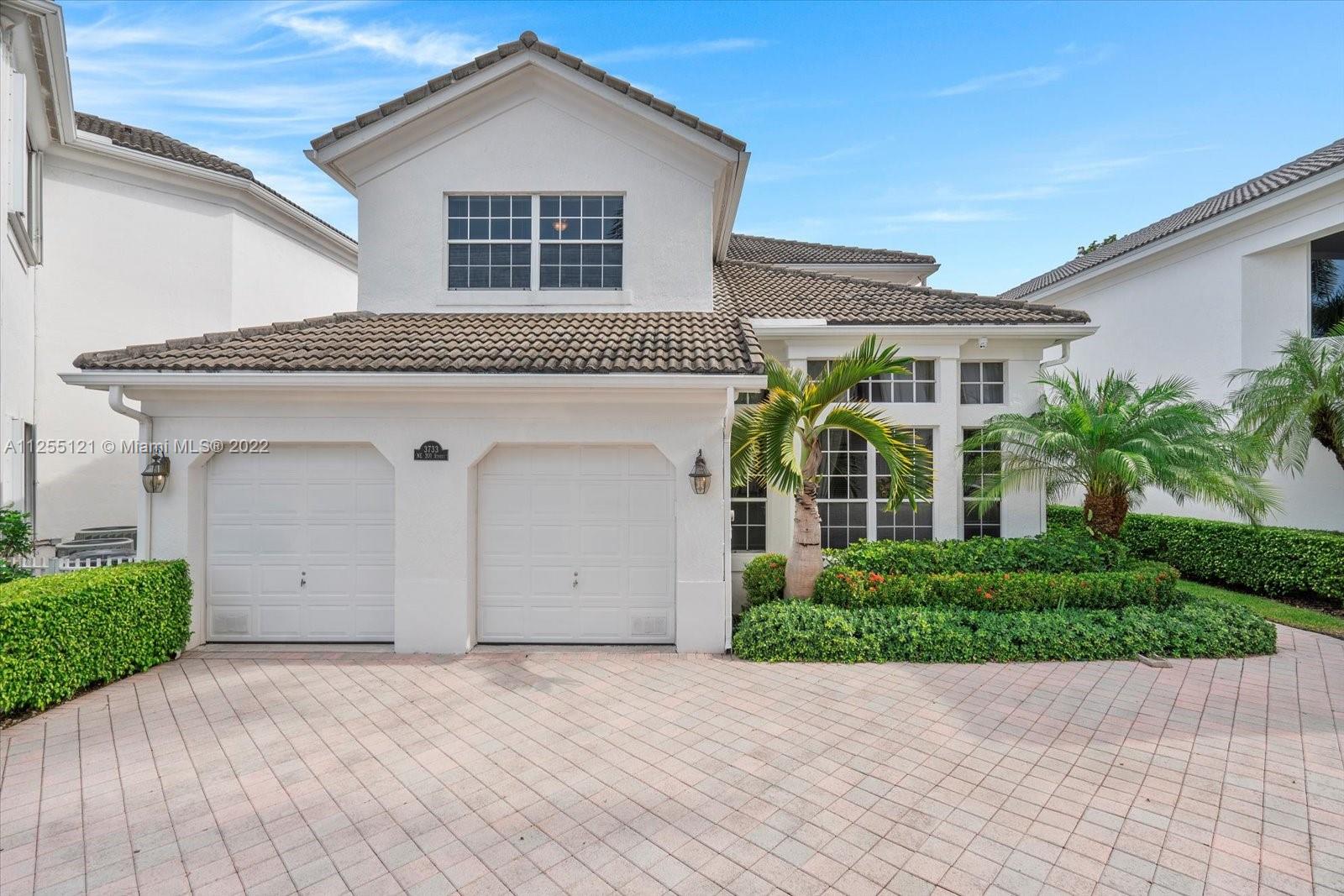 This home is located in the private, gated community of Country Club Estates. This home is the only one currently on the market that is on the golf course with gorgeous golf views.   There are only 80 homes in the private enclave and it's Aventura's most coveted address.   This residence features 4 spacious bedrooms and 3.5 baths.  The backyard offers privacy as well as a full size swimming pool.  There is one bedroom down and can be used as a second master. Home features built-in speakers and exterior cameras. Country Club Estates is located on The Aventura Circle, the walking/biking path.,Best Schools in area: Aventura Charter School, Waterways Elementary & Soffer High School. Walk to houses of worship, shops, cafes & parks.