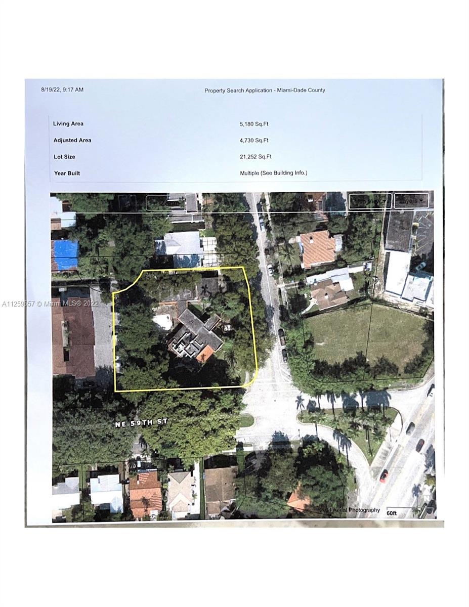 ENORMOUS OPPORTUNITY FOR THE RIGHT BUYER!!  First time this assemblage of Bayshore lots is on the market in 65 yrs. Three lots, totaling ½ an acre, on the corner of 59th St. & 5th Ave in rapidly changing Bay Shore. On site is a 100-year-old home spanning 5409 sf. New kitchen & appliances & bathrooms. A grand home w/ richly appointed generous rooms. Owned by a prominent Miami family for over 65 years. Presently zoned as single family residential, the property is surrounded by multi-family and commercially zoned lots. County has signaled willingness to revert to a medium density housing use. Just off Biscayne, this area is undergoing dynamic changes.  Property could become a stand out stunning estate home in the center of it all, or be the site of high end multi-unit residential development.