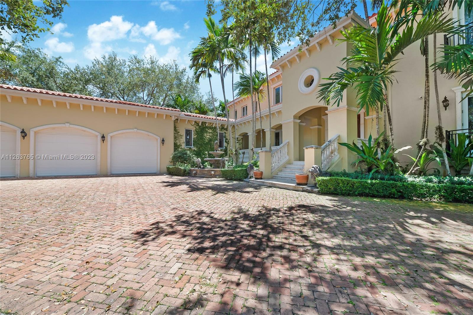Beautiful ready to move 6 Bed 6.5 Bath home in the exclusive gated community of Gables by the Sea. Corner lot sitting on a Cul-De-Sac, home has  254' ft of water frontage. Walk into a large double ceiling hight foyer with a grand chandelier and elegant staircase, large gourmet kitchen with a breakfast room, formal dinning room, Wet Bar with wine cooler and ice maker, maids qtrs. Up stairs includes a large master bedroom with spiral stair case leading you to the pool area, large covered balcony with eating and lounging area, and 3 additional bedrooms. Home is wired for security cameras, alarm, speakers, central vacuum system, etc. Furniture can be purchased separately, No Ocean Access.