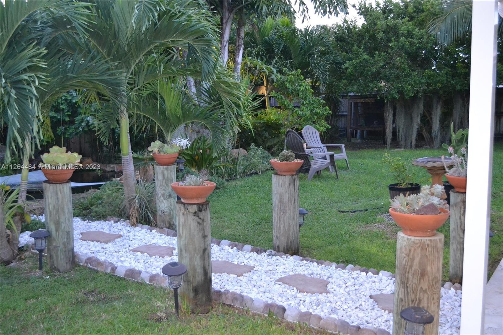 Elegant pathway to the fishpond.