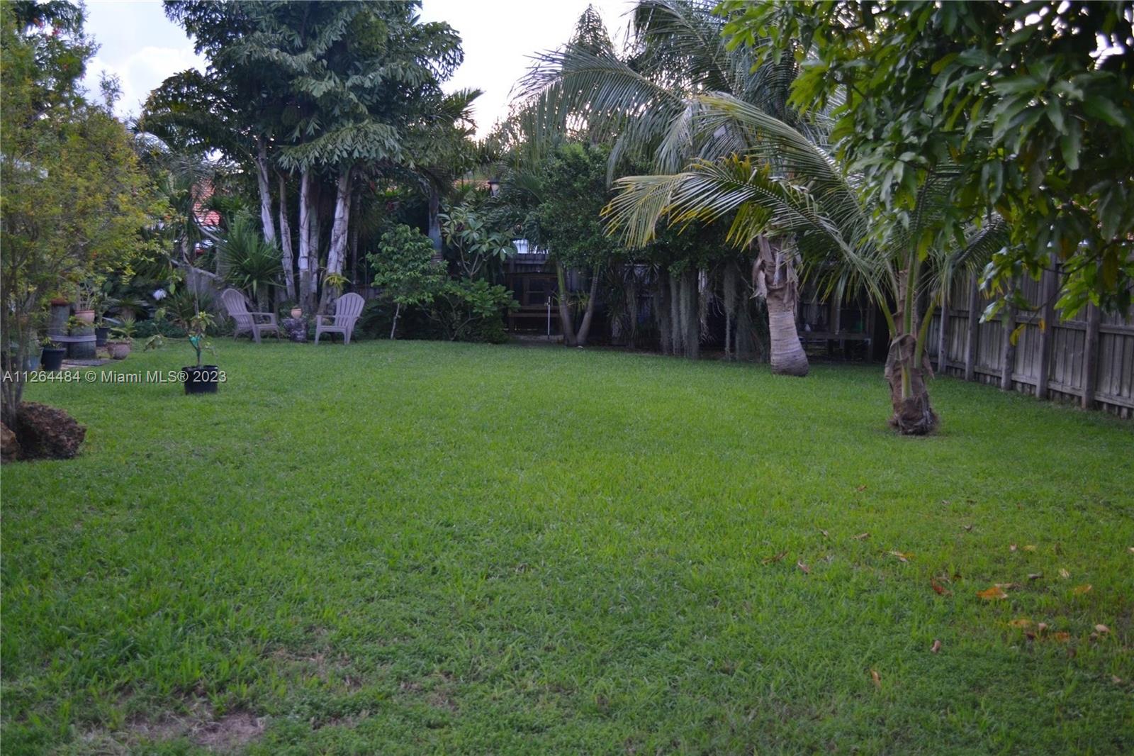 Side yard view from the rolling gate.