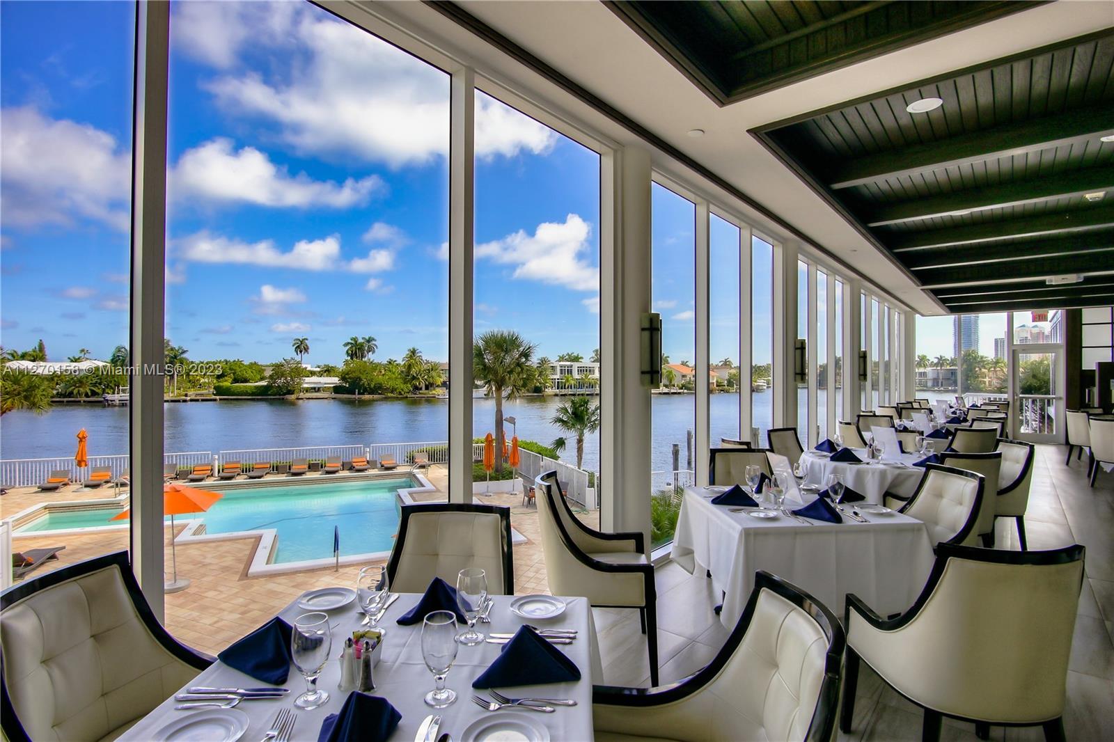 Water views from the exclusive restaurant.