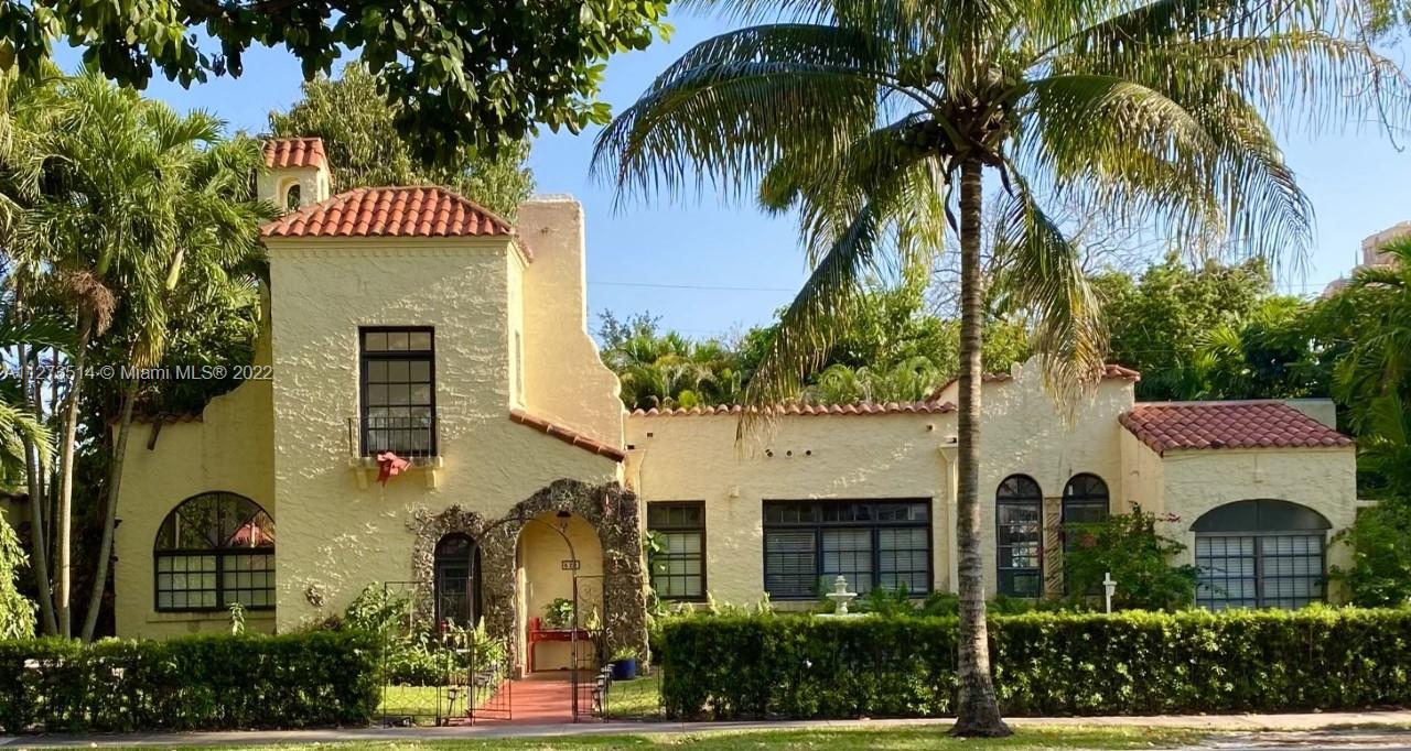Own a piece of Florida history & restore this gem to its original beauty. This historically designated, 1923 classic Mediterranean, designed by acclaimed architect Martin L. Hampton, sits on a double 12,500 sq ft lot on one of Coral Gables most desired streets. Old world charm awaits; 3 bdrm/ 3 bath main home (master bdrm downstairs) w/ fireplace, numerous living areas. Kitchen partially remodeled. One guest suite upstairs. Secluded pool w/ lush landscaping, paver patio. The guest cottage offers a studio/full bath upstairs and 2 bdrm/1 bath downstairs. New, custom impact windows & doors, ready for installation, included in the sale. New roof. 2 car garage. Large driveway w/ ample parking. A couple blocks from high-end restaurants, bookstores & coffee shops of Miracle Mile & Giralda Plaza.