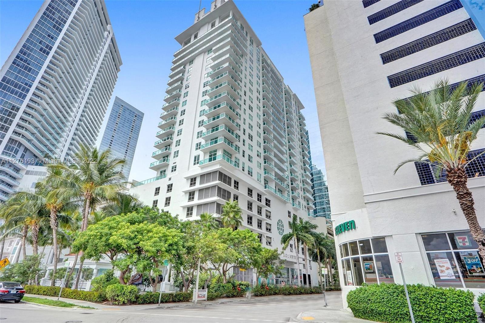 LOVE THIS BRIGHT AND SPACIOUS 2/2 CORNER UNIT WITH 9FT FLOOR TO CEILING WINDOWS/DOORS, TRAVERTINE TILE FLOORS, SPLIT FLOOR PLAN, WRAP AROUND GLASS PANEL BALCONY WITH VIEWS TO THE BAY AND BRICKELL CITY. THE OPEN KITCHEN FEATURES GE PROFILE APPLIANCES AND GRANITE COUNTERTOPS. FULL SIZE W/D, STORAGE, AND LARGE CLOSETS IN BEDROOMS. THE SOLARIS AT BRICKELL BAY OFFERS WORLD CLASS AMENITIES INCLUDING FITNESS CTR, SAUNA, CLUBROOM, AMAZON PACKAGE STATION, VALET PARKING, 24 HR SECURITY AND IT’S PET FRIENDLY! BUYER PAYS ASSESSMENT $199.00/MO PAID THROUGH APRIL 1, 2030.