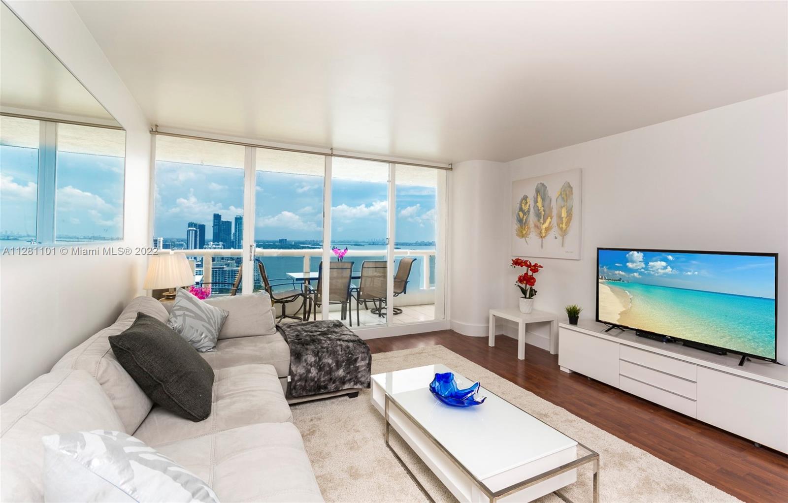 INVESTOR OPPORTUNITY - Monthly rentals or Hotel program - BEST LOCATION FULLY FURNISHED 2BR/2BA upgraded to 3 Beds. AVAILABLE September 1st. Beautiful Bayfront condo in THE GRAND. Located in the heart of Miami exclusive Arts + Entertainment District, just one mile from the Port of Miami, and within walking distance the Adrienne Arsht Center for the Performing Arts, American Airlines Arena and Bayfront Park. Discover the fun, food and shops at Bayside Marketplace or enjoy the proximity to Brickell, Midtown, Design District and Wynwood Arts District. Margaret Pace Park is right next to the building with lighted basketball, tennis and a volleyball courts. Visit Sea Isle Marina & Yachting Center in our backyard and enjoy a scenic charter to South Beach.