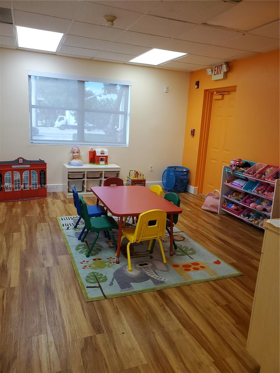 Fantastic opportunity to lease established Daycare location!!  This daycare location has been operating for over 20 years.  High visibility: directly on Miller Drive (SW 56th Street), right off the 836 expressway, near Tropical Park.  The building features 7 fully furnished Classrooms – each with their independent entrance and running water. Classrooms include a nursery and a special needs classroom with suitable furnishings; registrar/secretarial office, director’s office, one teacher/staff restroom, children’s boys and girls bathrooms; kitchenette area; storage rooms; 3 playgrounds – 2 covered w/rubber turf and 1 playground mulched. Playground equipment included. Laminate wood floors throughout. Freshly painted. 5 A/C units.  Ample parking.
All information must be verified by Tenant.