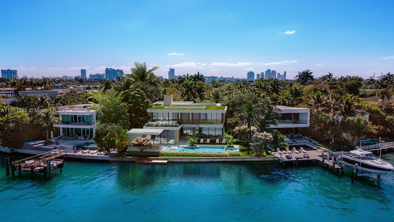 Step Inside With Me! This Max Strang Masterpiece on the Venetian Islands is just 12 months from completion. With unobstructed views to the Miami skyline & endless sunsets, this waterfront position cannot be beat. Stunning in its simplicity, organic elements of travertine, white oak & glass enhance the warmth of contemporary living. 12ft Ceilings, Windows by ES, Stone by Salvatori, Appliances by Wolf & Subzero. The Primary Suite encompasses the full Northwestern exposure with dual closets & spacious bath. Elevator, Rooftop, 2 car garage, Summer Kitchen, Cabana complete this design savvy home. 103 FT of wide bay frontage + a new seawall & dock welcome your boat. Developed by custom home industry leader, Clara Homes. An active Venetian Islands lifestyle, minutes to Downtown & Sunset Harbour.