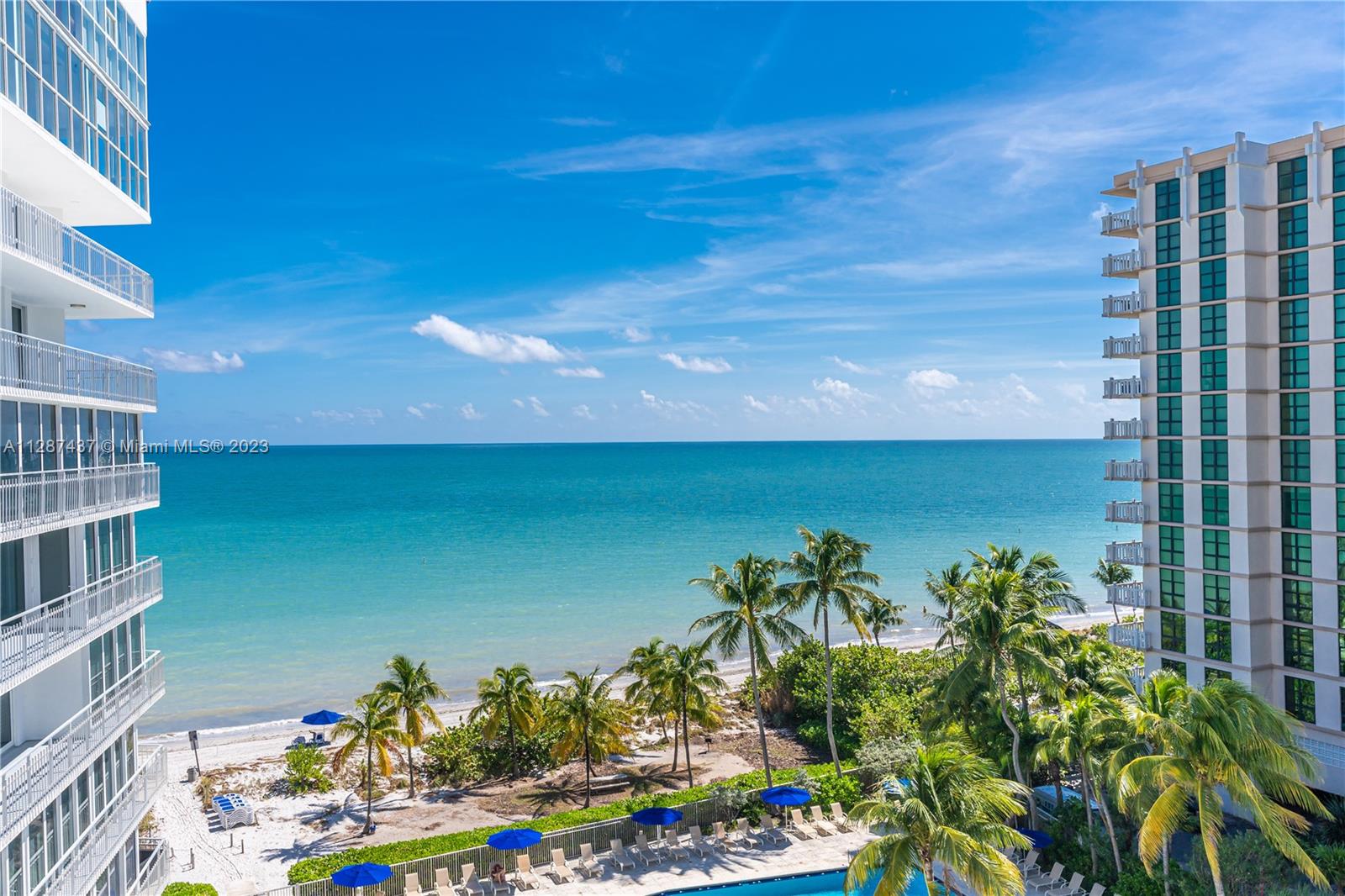 Bright and luminous South-East facing 3BR/3BA unit with nice ocean views at beachfront Mar Azul condo in Key Biscayne. Highly sought-after C floor plan with 2,841sf (as per appraiser). Located in recently renovated Mar Azul Condo, boutique building with only 126 units, this stunning unit features floor-to-ceiling impact windows with ocean views, 3 spacious bedrooms filled with lots of natural light, custom walk-in closets in all rooms, automated blinds throughout, & laundry room. Mar Azul features private beach access, renovated lobby, BBQ, pool, gym with direct ocean views, Penthouse party room, 24-hour security gate & doorman. 2 adjacent parking spots close to semi-private elevator and additional storage unit under a/c.