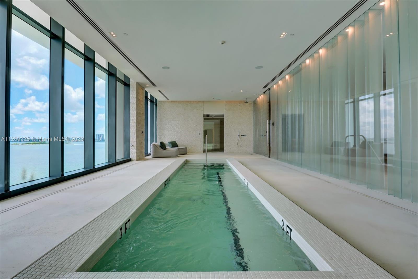 Indoor spa with views and saunas