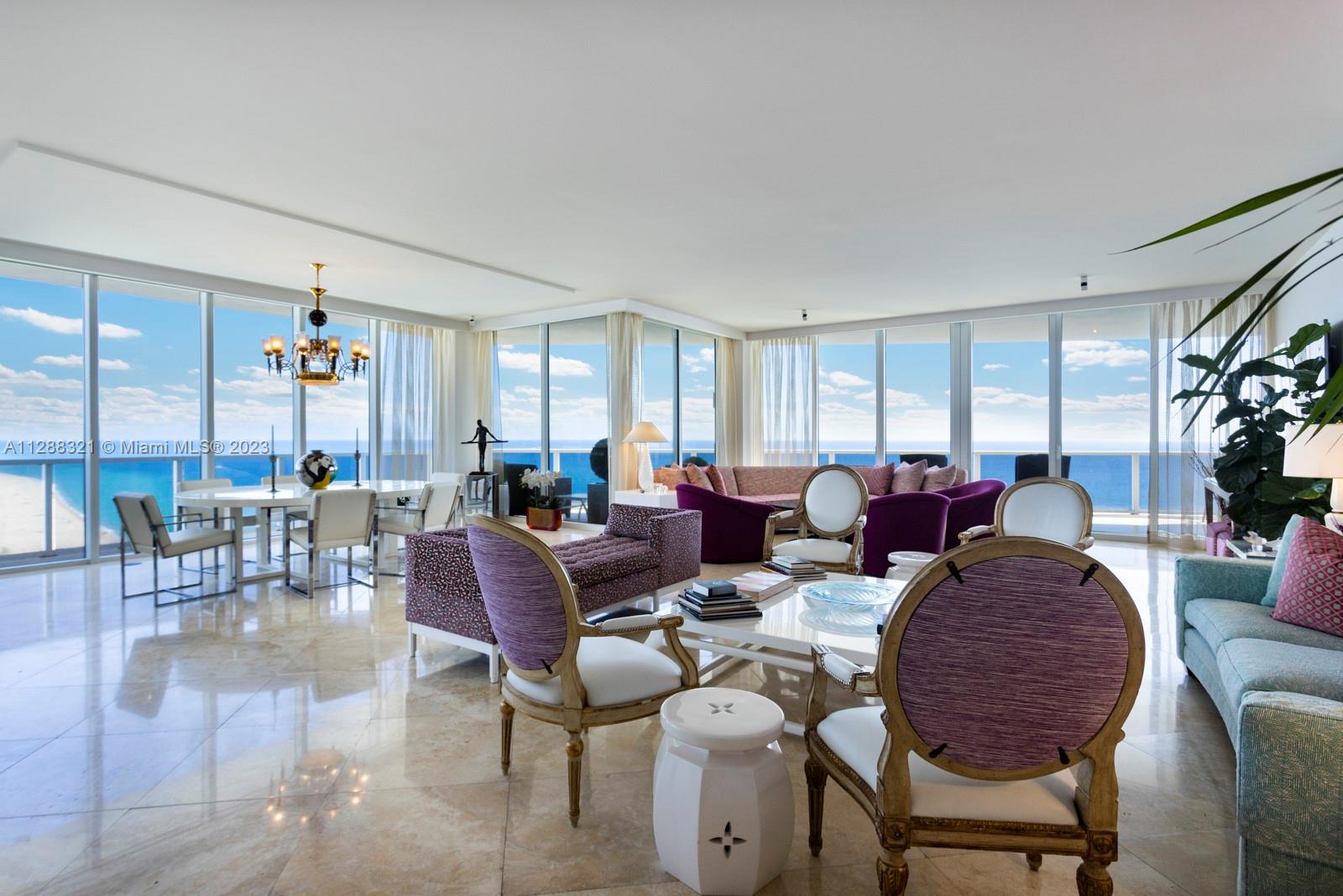 MOTIVATED SELLER!!! Elegant 21st floor residence at Bellini condominium in prestigious Bal Harbour. The private elevator entry and foyer open directly to stunning ocean views. A huge wrap around terrace has ample space for full-size outdoor lounging and dining furniture. You will absolutely love the endless direct ocean view upon entering the master suite with his and hers baths and oversized closets. An expansive living and dining room area is ideal for entertaining. This residence features several recent updates including eat-in kitchen with high-end appliances, fixtures and cabinetry, and Apure museum quality lighting. Bellini features only 4 units per floor. Bellini is centrally located along Collins Avenue and only a short distance to fine dining, shopping and houses of worship.