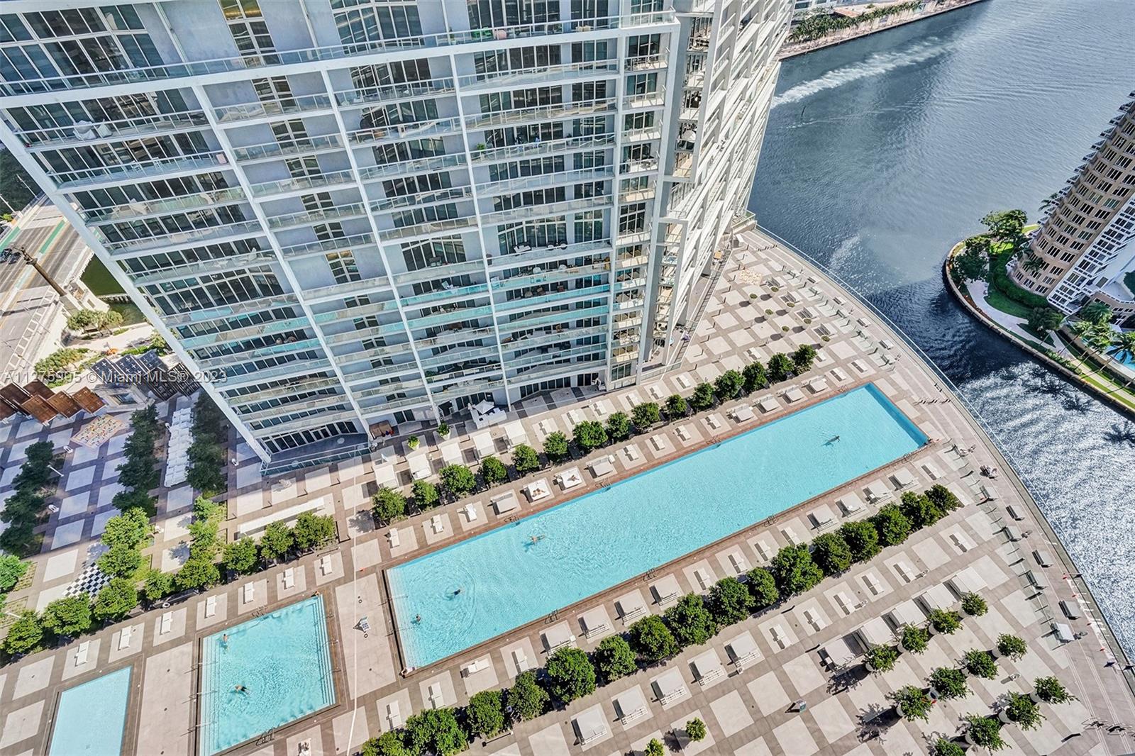 Aerial view of the pool deck