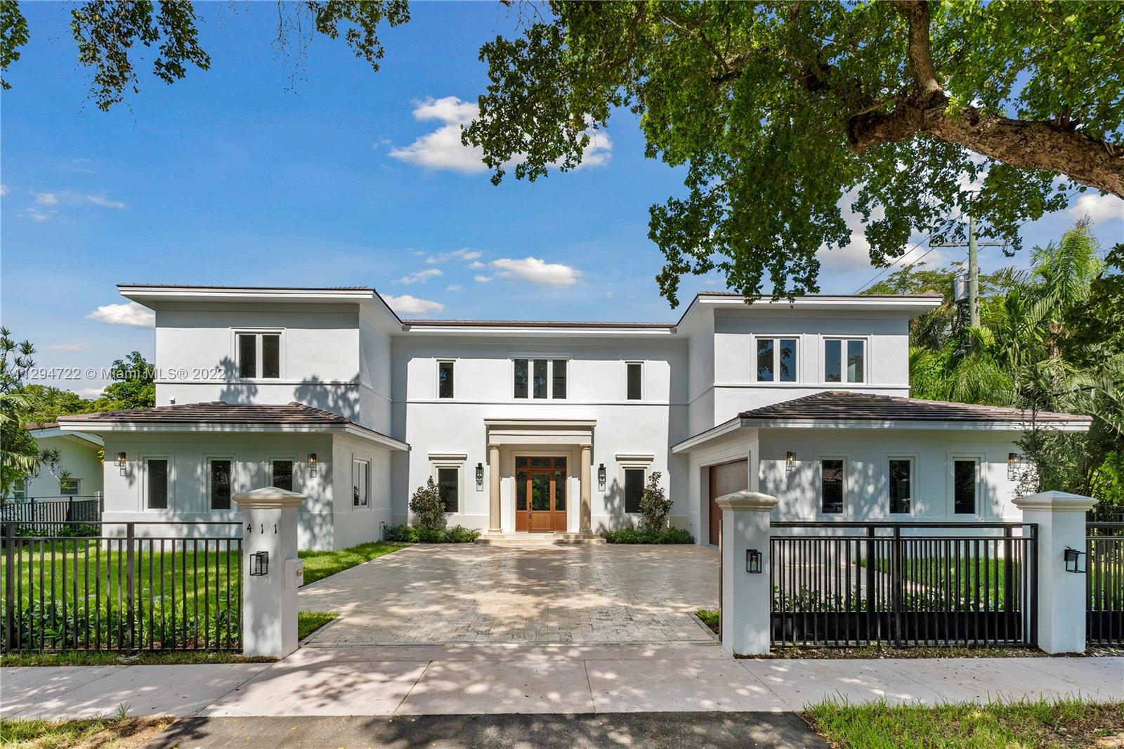 Unique opportunity to purchase a brand new construction home in the heart of Coral Gables. This beautiful 6 bed, 6 bath home designed by renowned English architect Callum Gibb has high ceilings, large format Spanish porcelain floors on the first floor and European oak wood floors in the bedrooms. The property comes with a stunning Italian kitchen with top-of-the-line SubZero, Wolf, and Bosch appliances including a gas cooktop. Bathrooms are equipped with German fixtures by Hansgrohe brand, Calaccatta countertops, and Italian vanities. The backyard has a saltwater gas-heated pool and a spacious covered terrace with a summer kitchen. This gated property comes with a 2-car garage with an electric vehicle charger spot and an extensive driveway paved with Italian travertine marble stone.