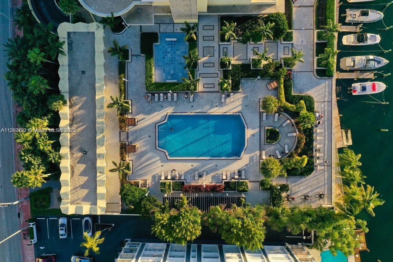 aerial view of pool area