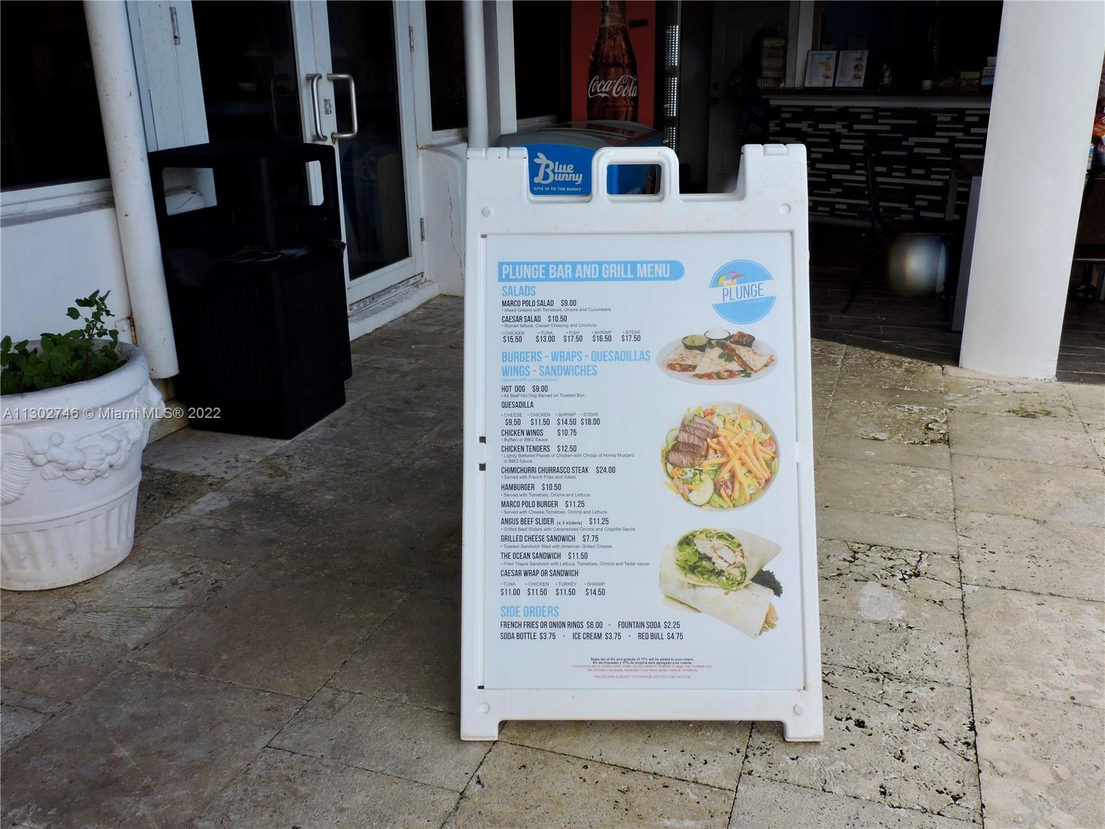 Pool Deck Food Menu