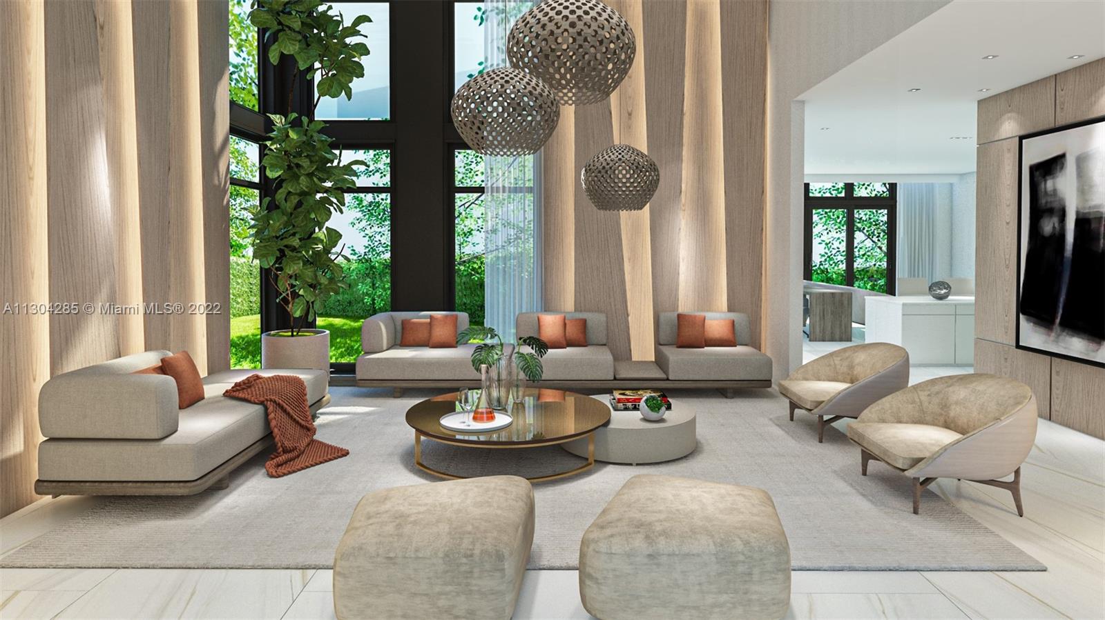 New Design great room showing larger windows & removal of columns & header
