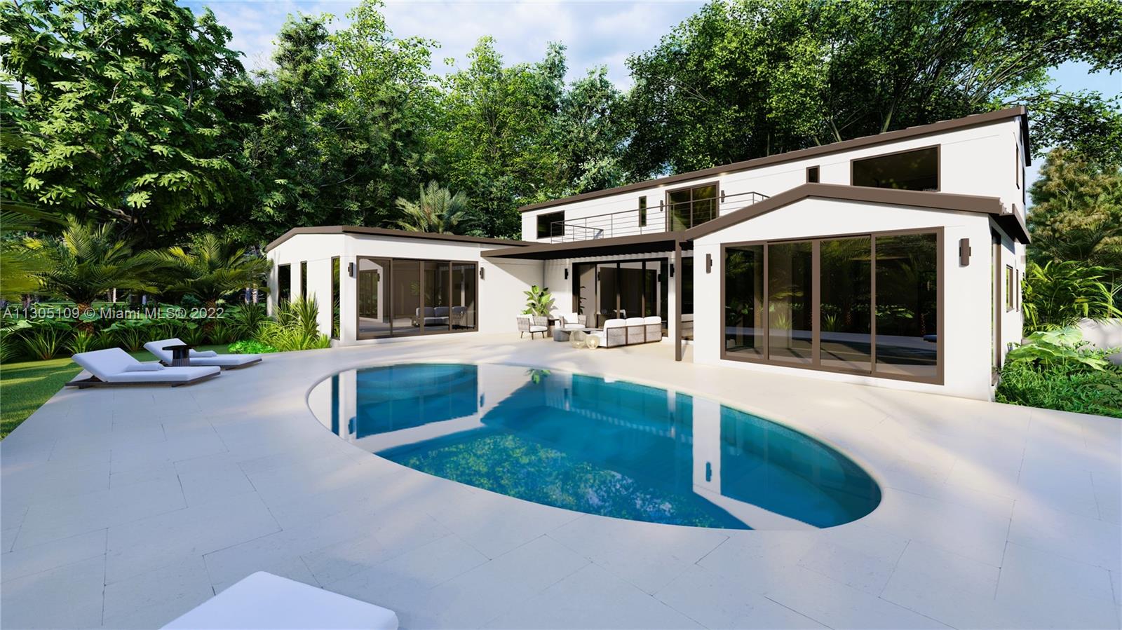 Spectacular newly developed residence on 10,710SF lot in coveted North Coconut Grove offering the ultimate South Florida lifestyle. The luxurious Florida Modern meticulously designed by acclaimed Farache Bromberg Design Studio spans 4,203SF of indoor and outdoor living spaces, featuring 5 beds and 5.5 baths with den. Light wood floors and ample natural light throughout, including the impeccable designer kitchen with Miele appliances, custom millwork by EVM, porcelain countertops and breakfast bar, plus separate dining area. All bedrooms boast walk-in closets and generous en-suite bathrooms. Designed for entertaining, the lushly landscaped backyard showcases an oval-shaped pool, natural stone deck, summer kitchen and covered terrace. Pre-wired & features 1-car garage.Completion October 2023