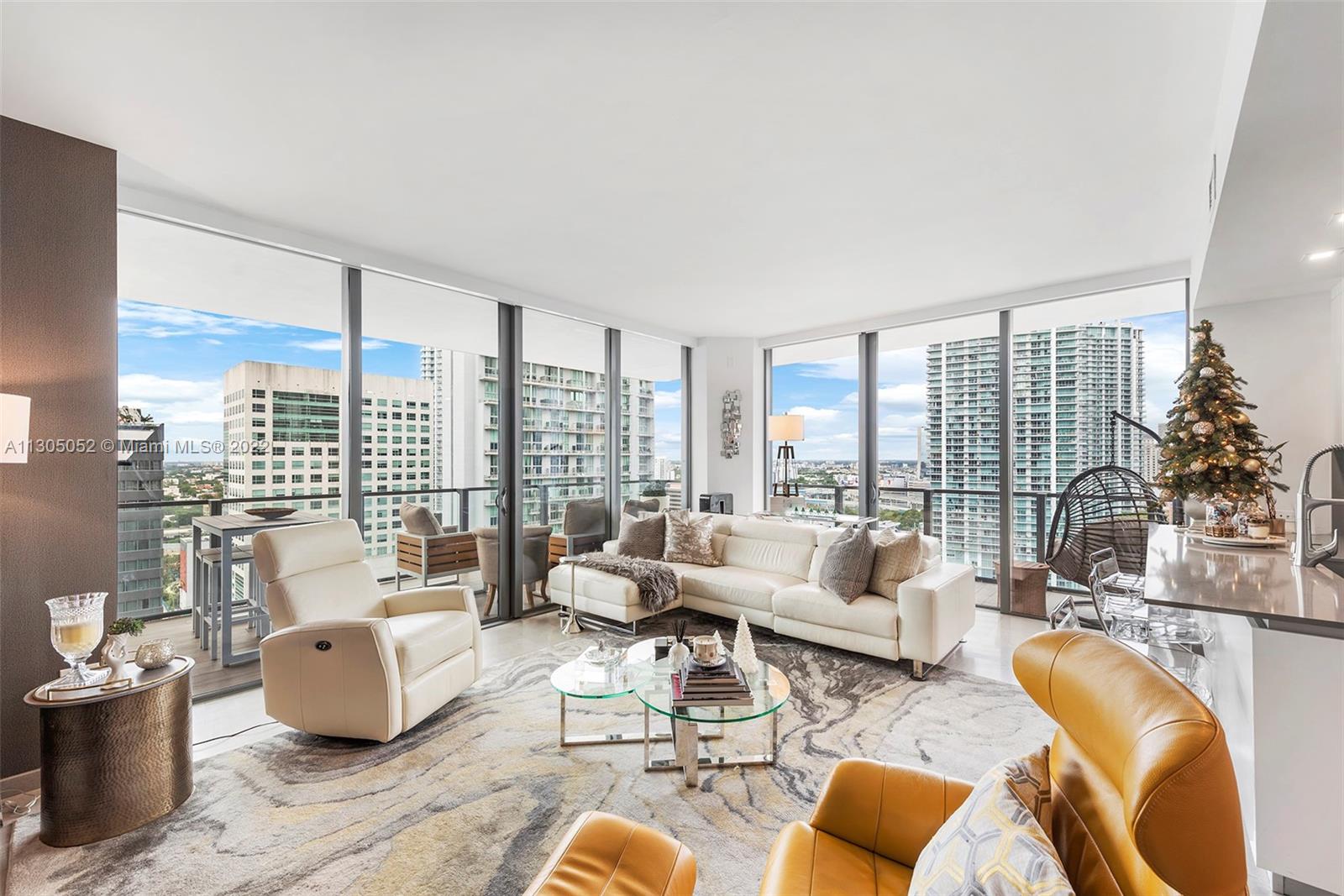 Modern & stylish 3 bed, 3.5 bath residence in Rise Brickell City Centre, designed by Arquitectonica. Enjoy the extra-large wraparound terrace overlooking the city skyline and river. Unit features include upgraded doors, hardware & lighting, floor-to-ceiling windows, marble flooring, Italian kitchen cabinetry w/Bosch appliances, wine fridge & black out shades. The half-acre amenity deck includes a spacious state-of-the-art fitness center, tropical garden, BBQ grills, library, children's play area, heated pool w/spa, hammam, on-premises concierge, blow-out bar & mani-pedi station. 1 assigned covered parking & 1 complimentary valet included. Urban-style living, conveniently located next to The Shops at Brickell City Centre, Casa Tua, Saks Fifth Avenue. Furniture for sale.