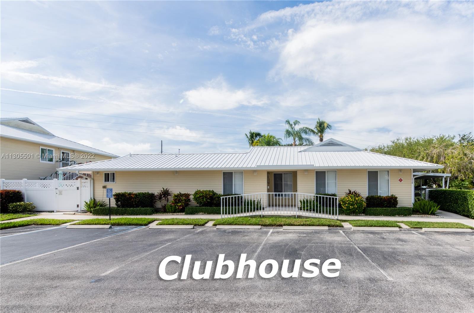 Front view of the clubhouse.