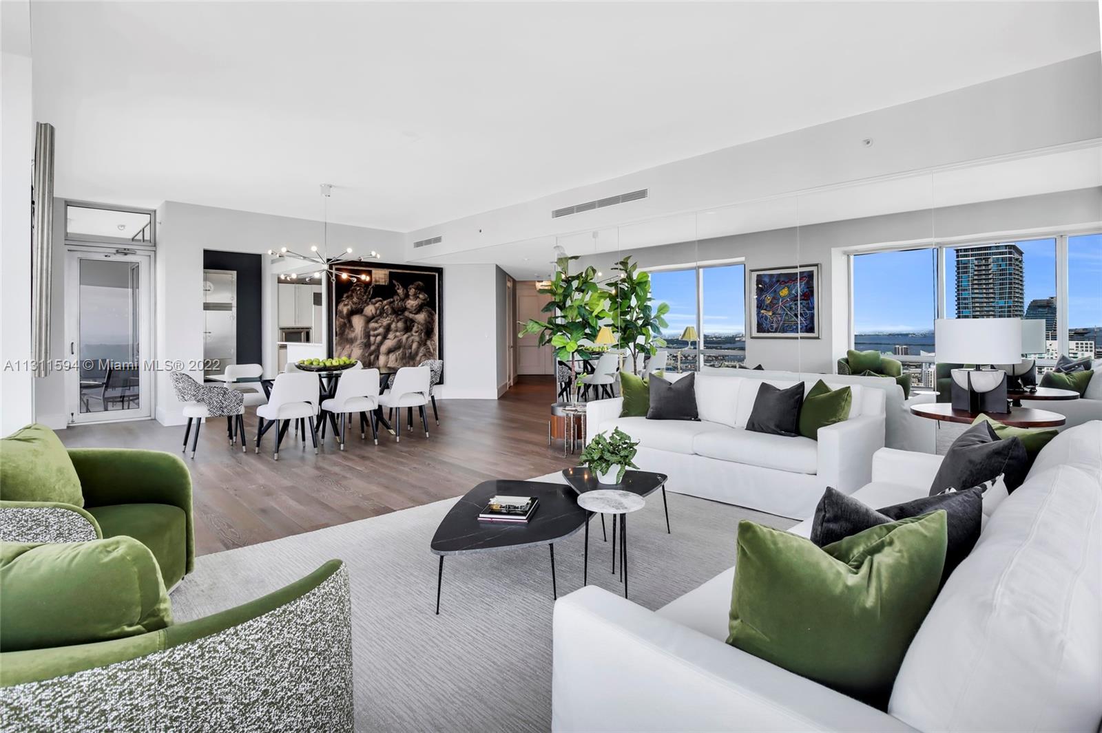 Living Room with Incredible Views of Brickell Miami Four Seasons 64C