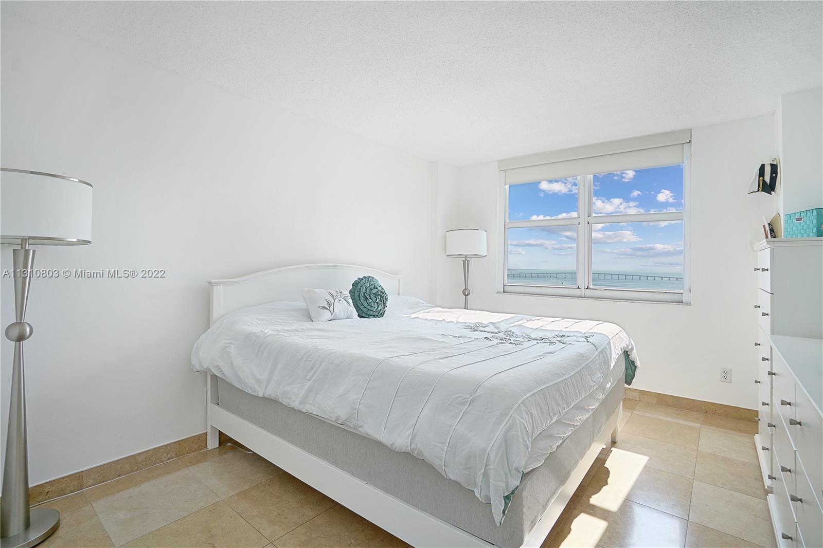 Bedroom with Bay view and walk-in closet