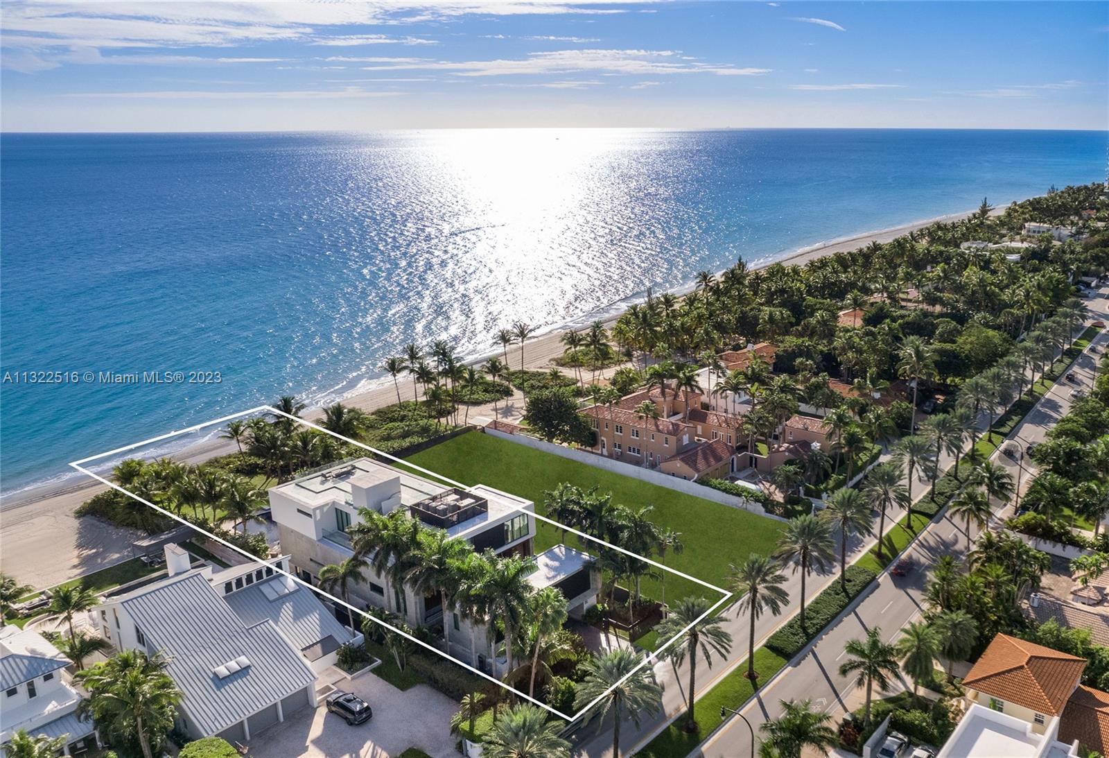 Imagine yourself living in this spectacular, 3-story beachfront mansion located in the exclusive town of Golden Beach where the Atlantic Ocean is your backyard! A rare find as this is the only newly built, single-family home on the sand/beach in Miami-Dade! Sprawled on 20,925-SF of land with 75-FT of direct beachfront, this luxe mansion has a rooftop on the 4th level, 6 bedrooms - including a lavish master suite with hers/his baths on the 3rd level, living areas with a wet bar, kitchen, family room, and elegant dining room on the 2nd level, and a full floor of recreation area, movie theater, and staff on the ground level. Enjoy ocean views from everywhere while indulging on luxe amenities including an elevator, 2 summer kitchens, pool, spa, cabana, detached guest suite, 2-car garage!