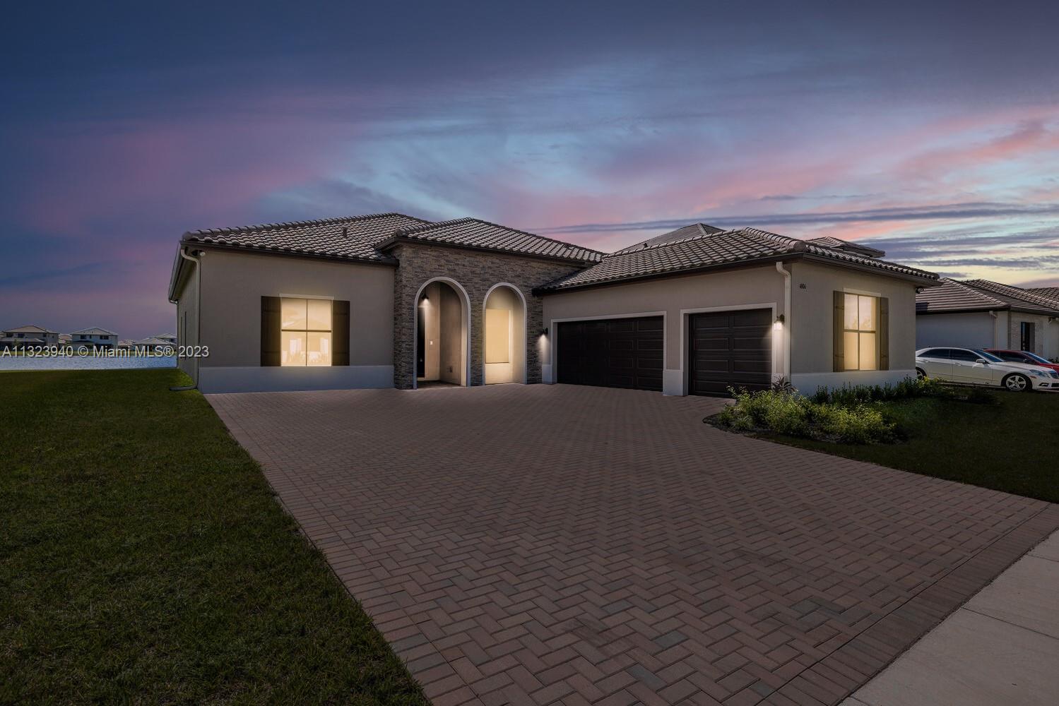 Property front in the evening