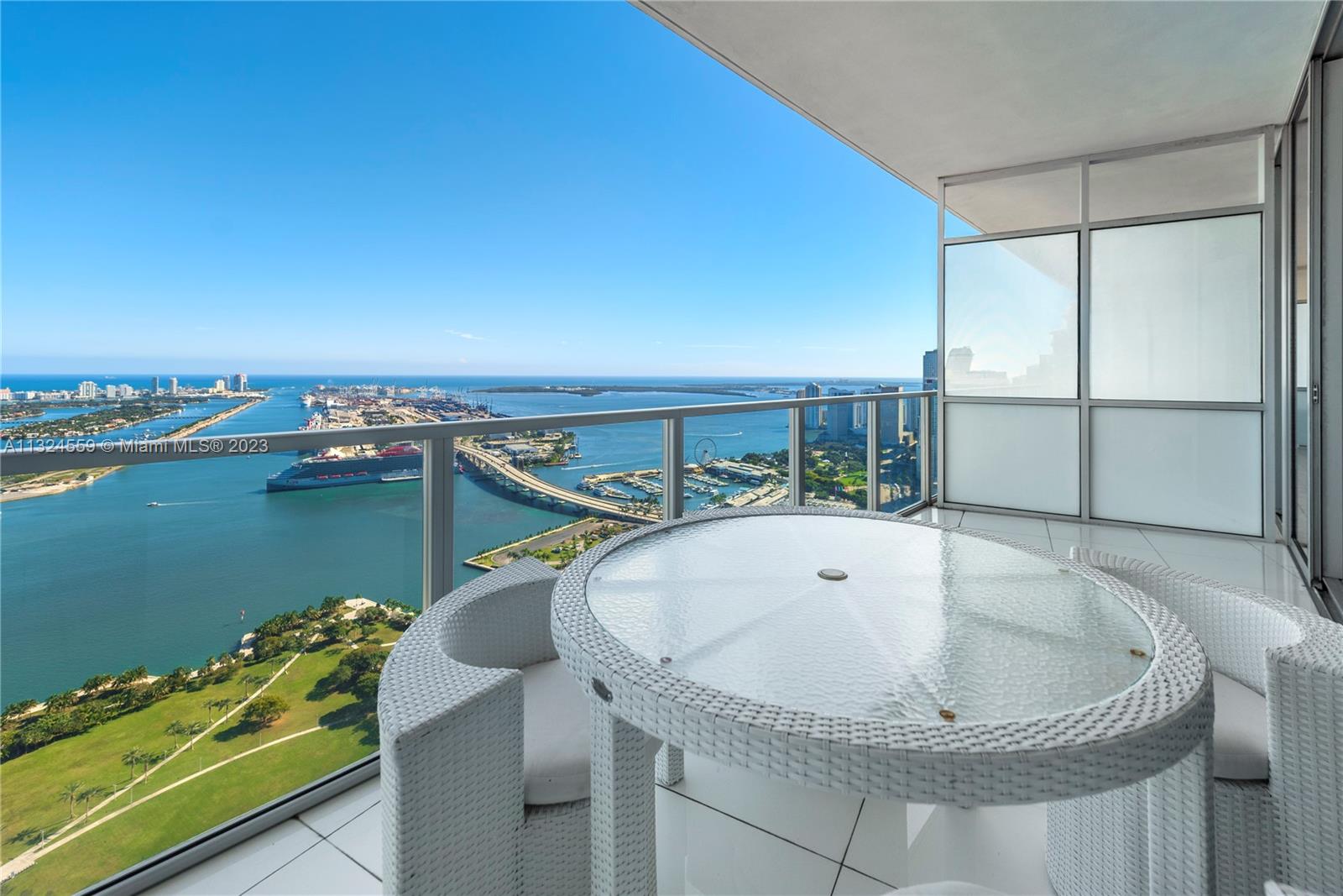 2 Beds , 2 Baths w/ 1,477 square feet of space. Enjoy endless views from the 57th Floor of the Open Bay and Ocean.  Professional Kitchen w/ Viking Appliances. Steps to Miami's deep culture, Adrienne Arsht Performing Arts Center, Frost Science Museum and Perez Art Museum. Minutes to South Beach and Miami Airport. Luxury Full Service, Security Building. Special UNIT! Easy to show.